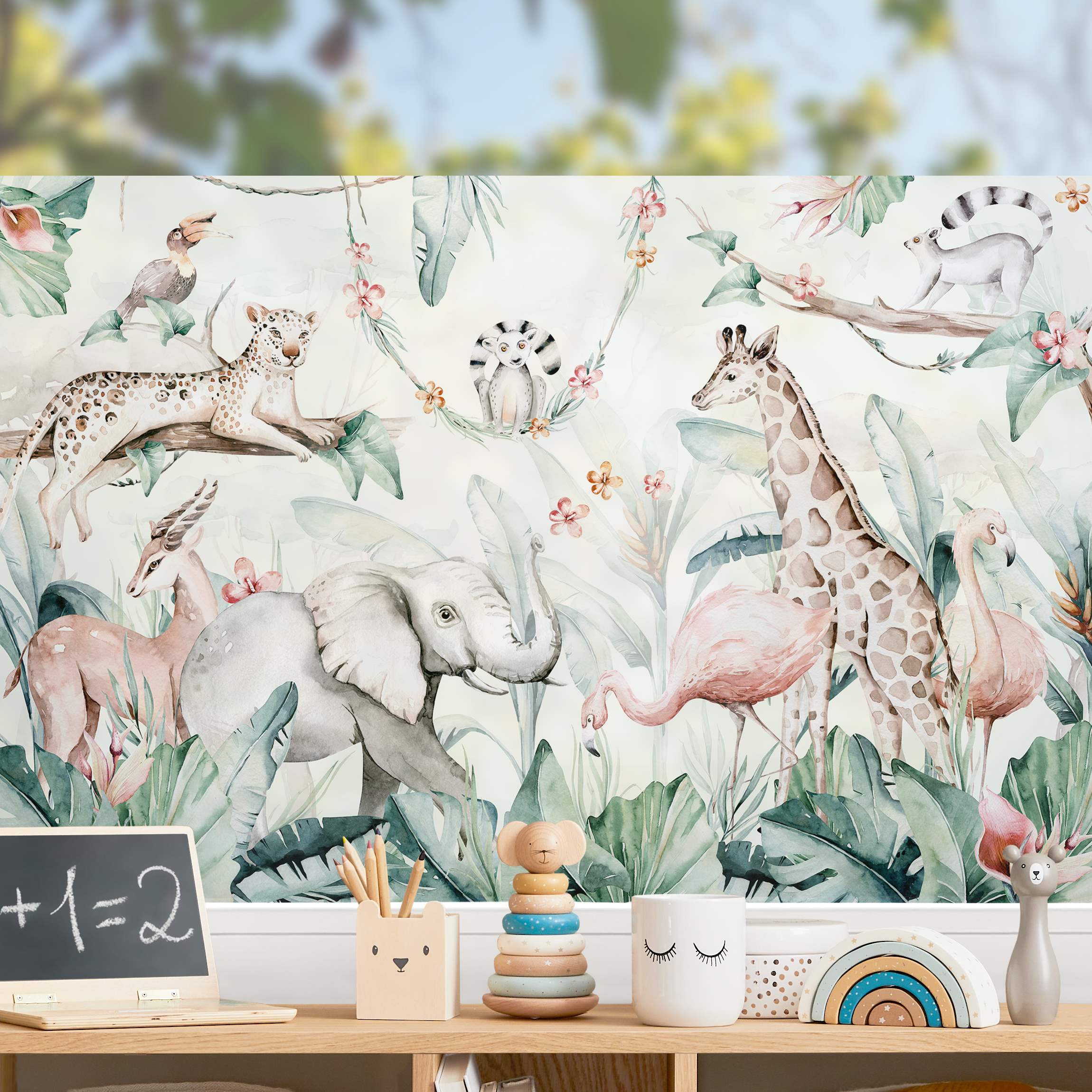 Fensterfolie Aquarell Afrika Tiere