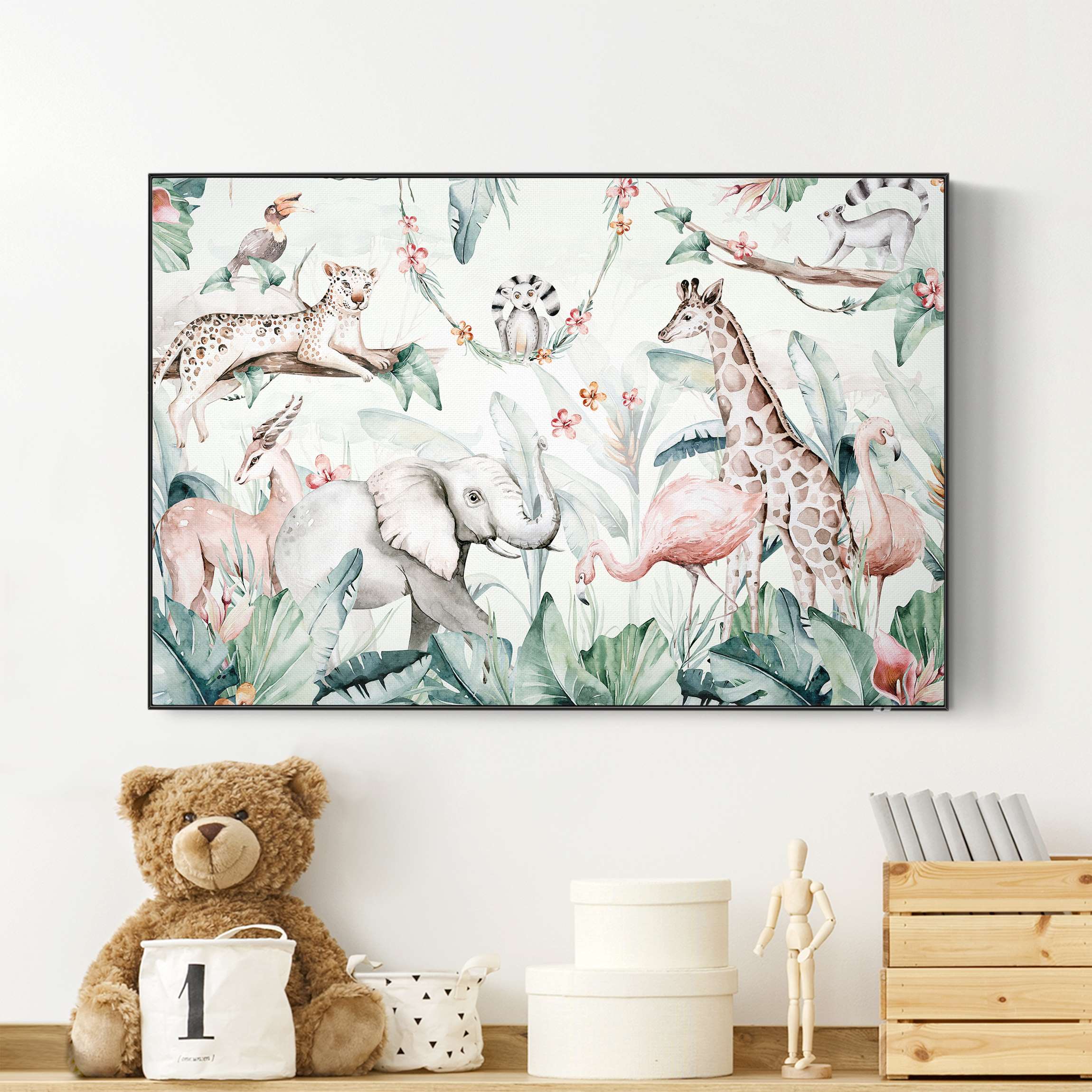 Akustik-Wechselbild Aquarell Afrika Tiere