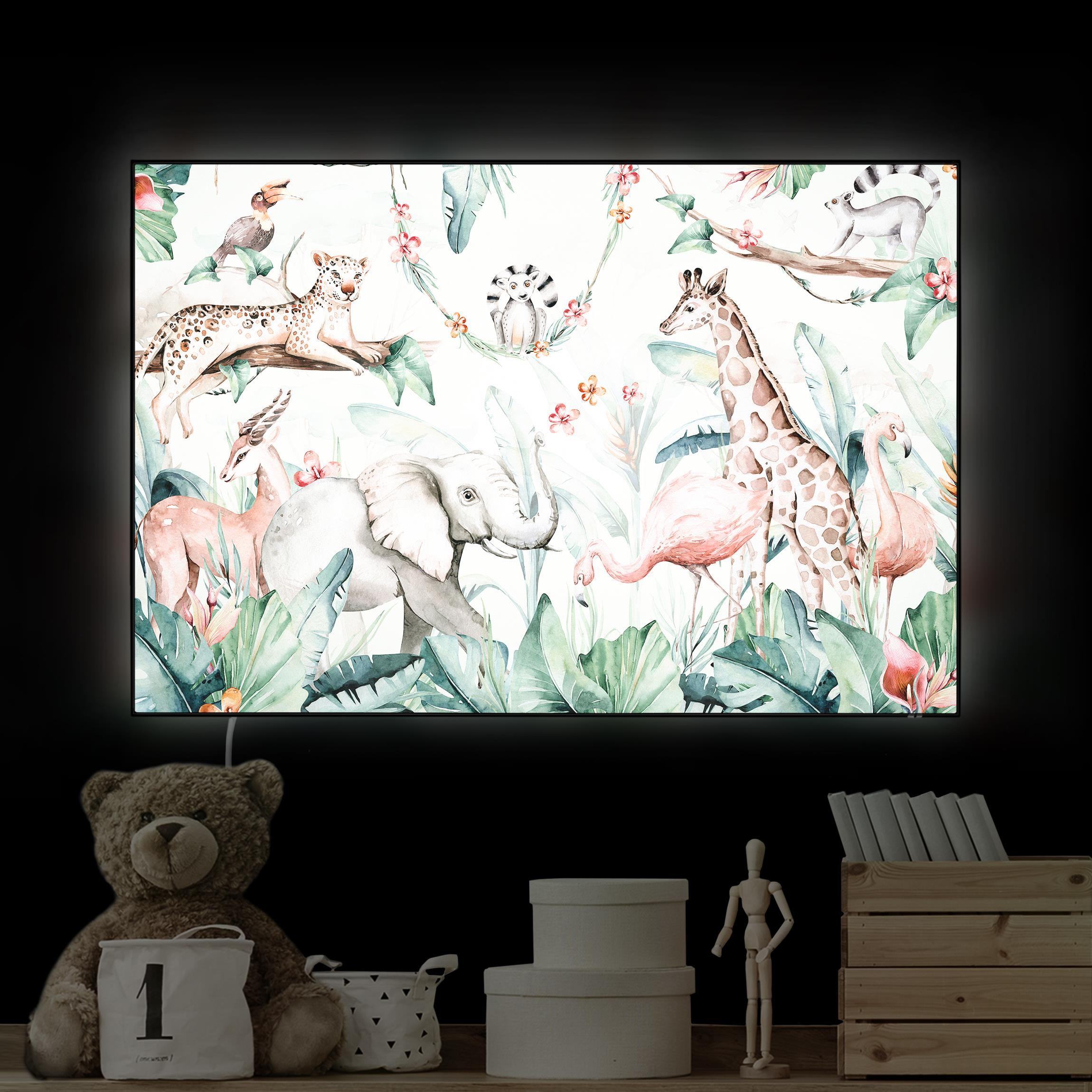 LED-Wechselbild Aquarell Afrika Tiere
