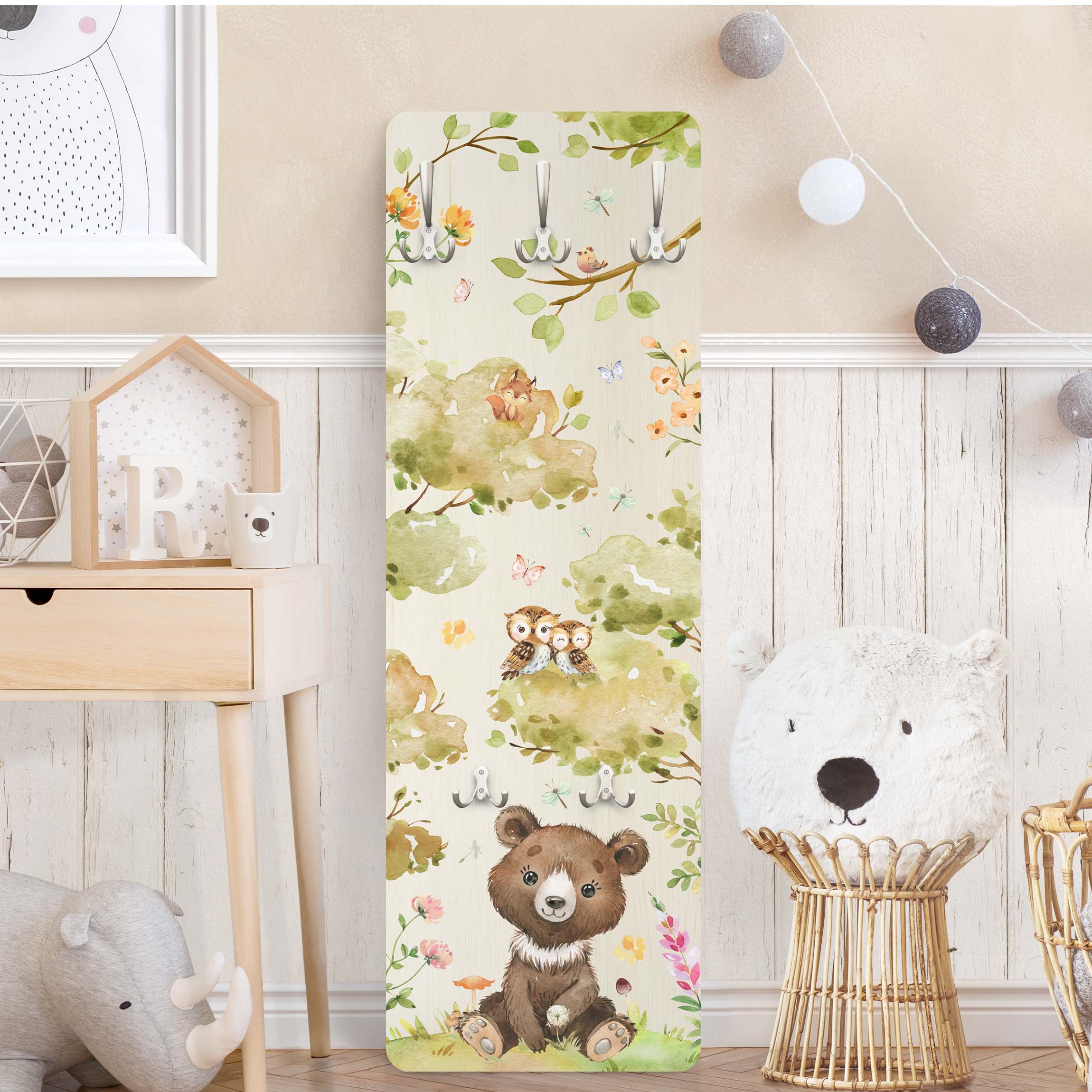 Wandgarderobe Aquarell Bär