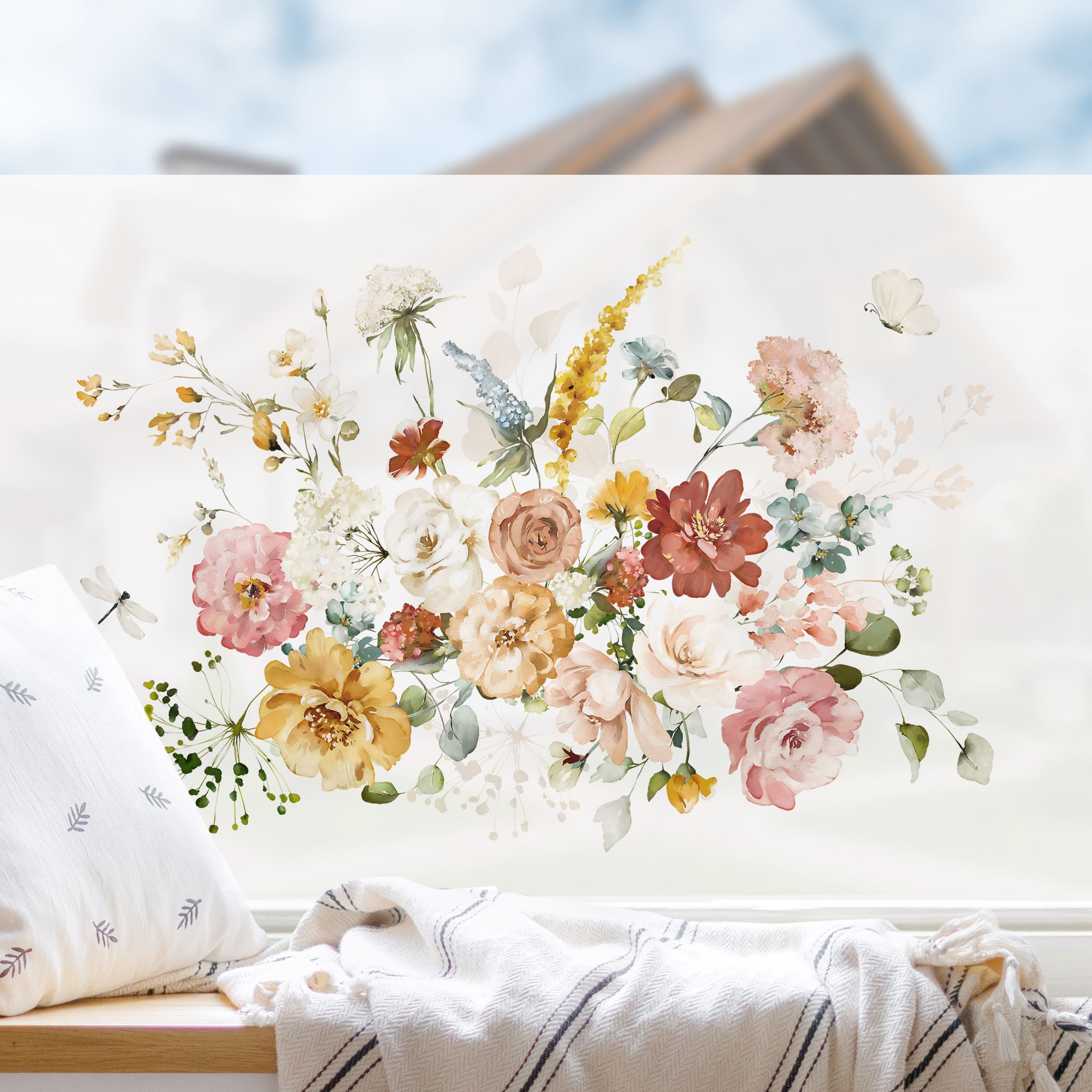 Fensterfolie Aquarell Blüten