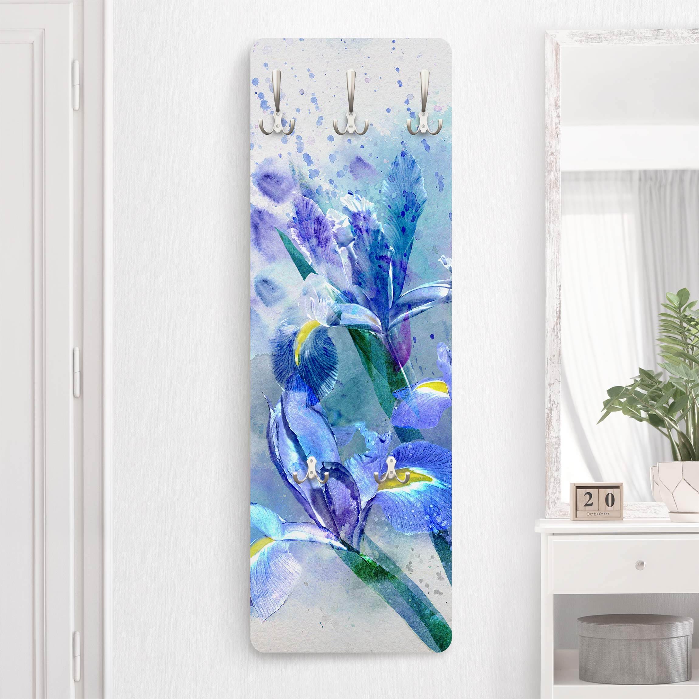 Wandgarderobe Aquarell Blumen Iris