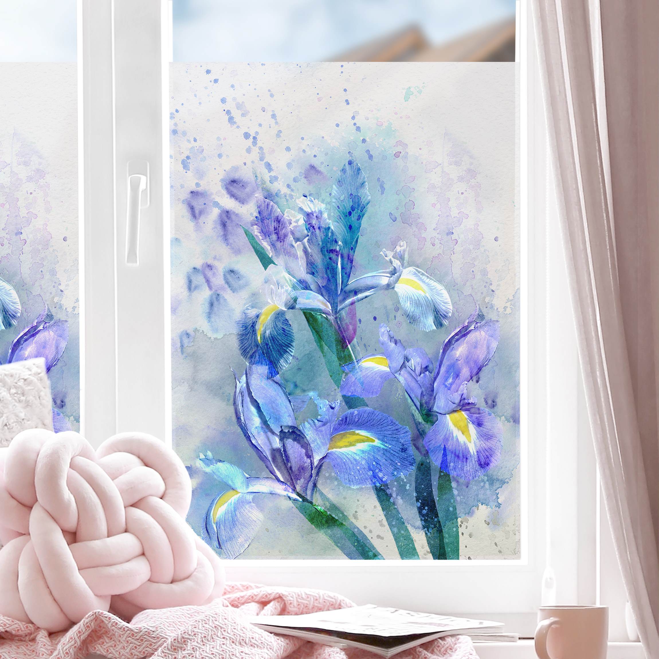 Fensterfolie Aquarell Blumen Iris