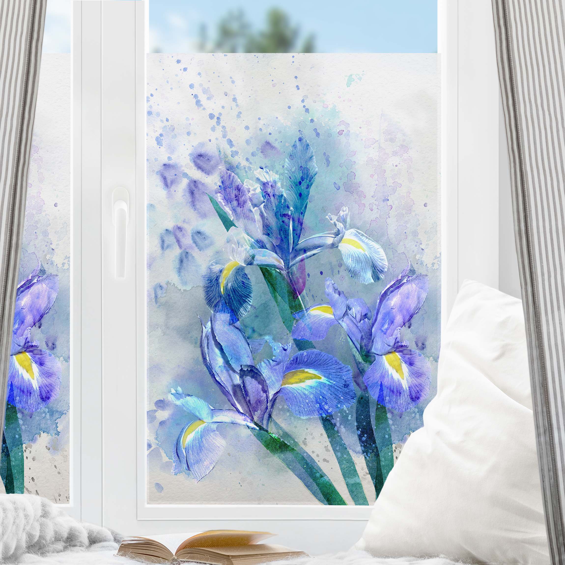 Fensterfolie Aquarell Blumen Iris