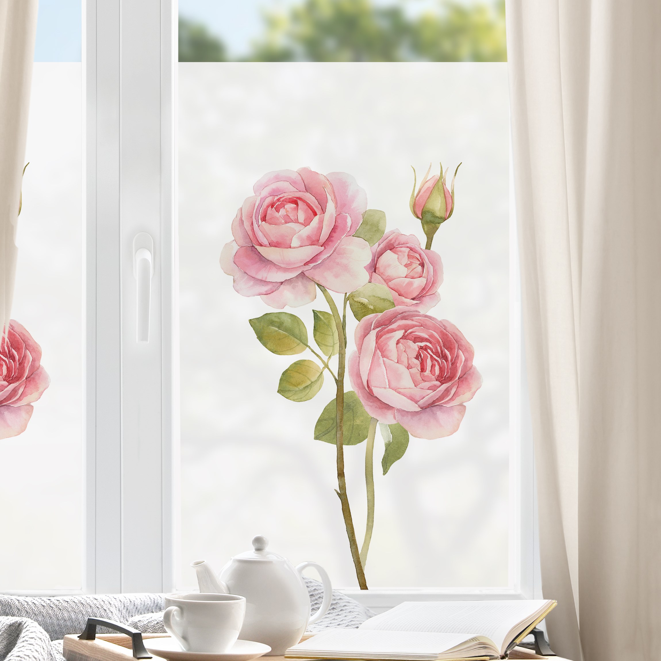 Fensterfolie Aquarell Drei Rosen