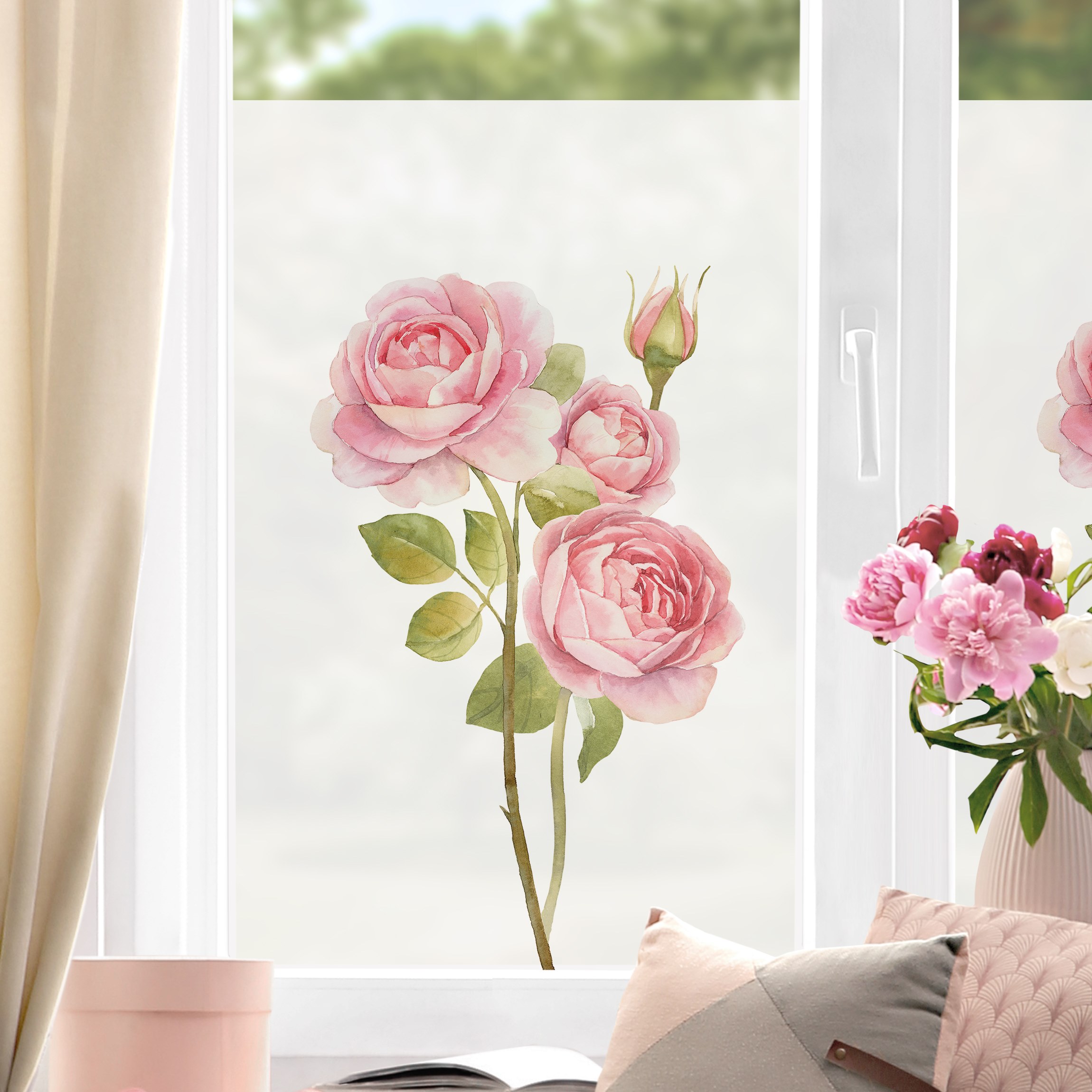Fensterfolie Aquarell Drei Rosen