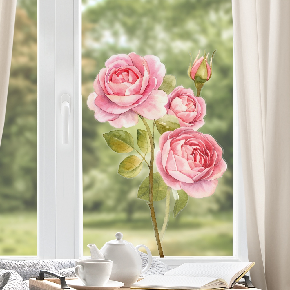 Fensteraufkleber Aquarell Drei Rosen XXL