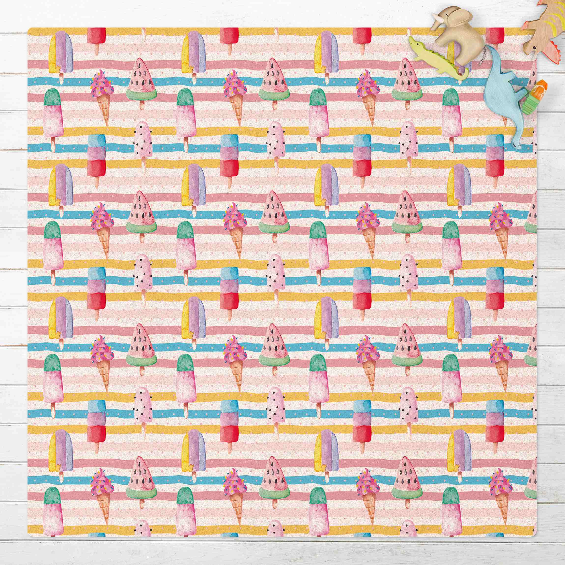 Kork-Teppich Aquarell Eis Bunt mit Punkten