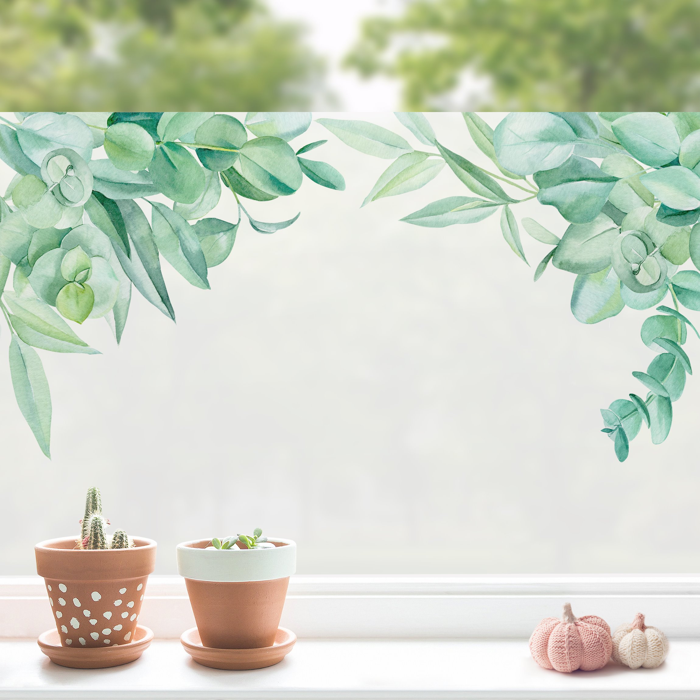 Fensterfolie Aquarell Eukalyptus Ornament