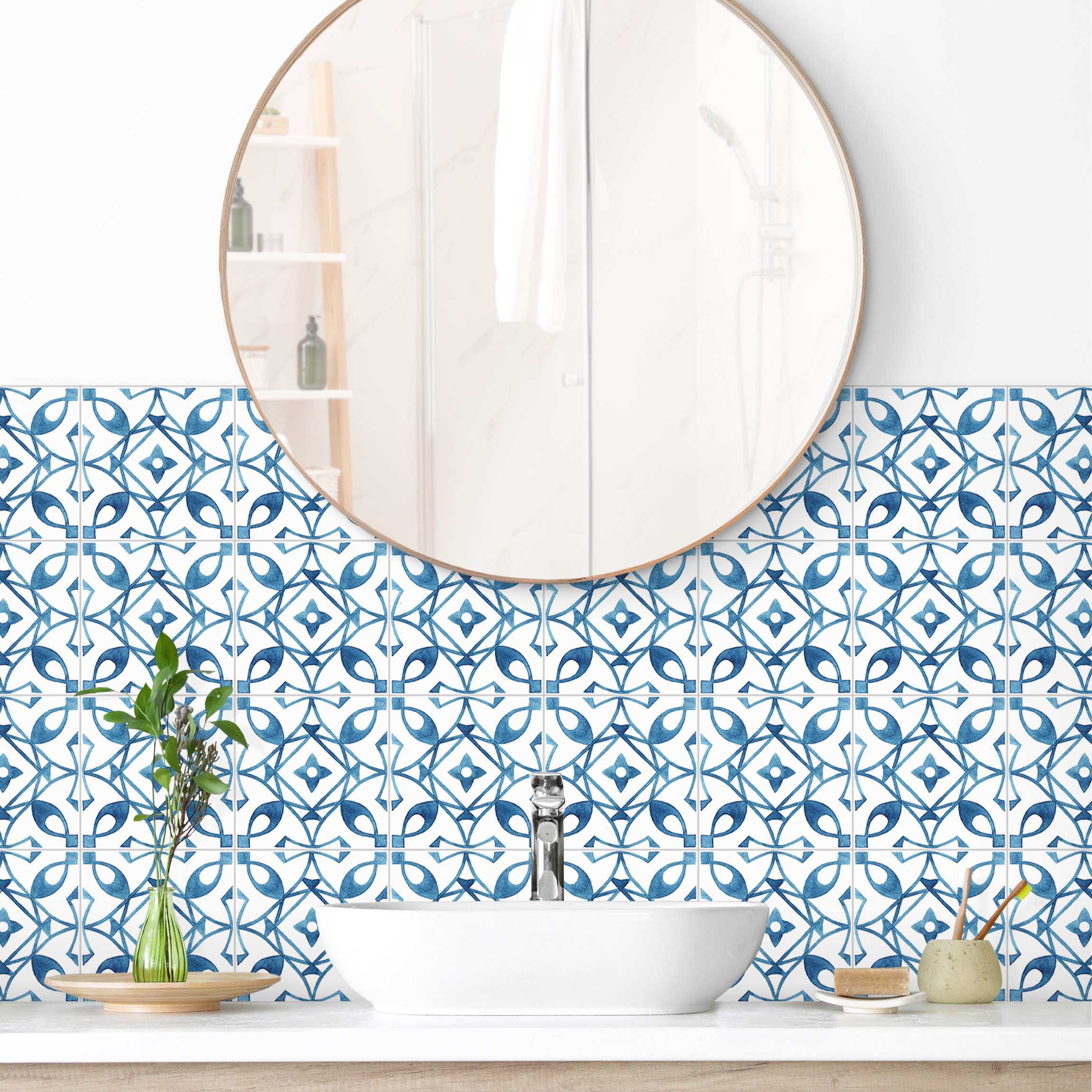 Wandverkleidung Bad Aquarell Fliesen - Alvor