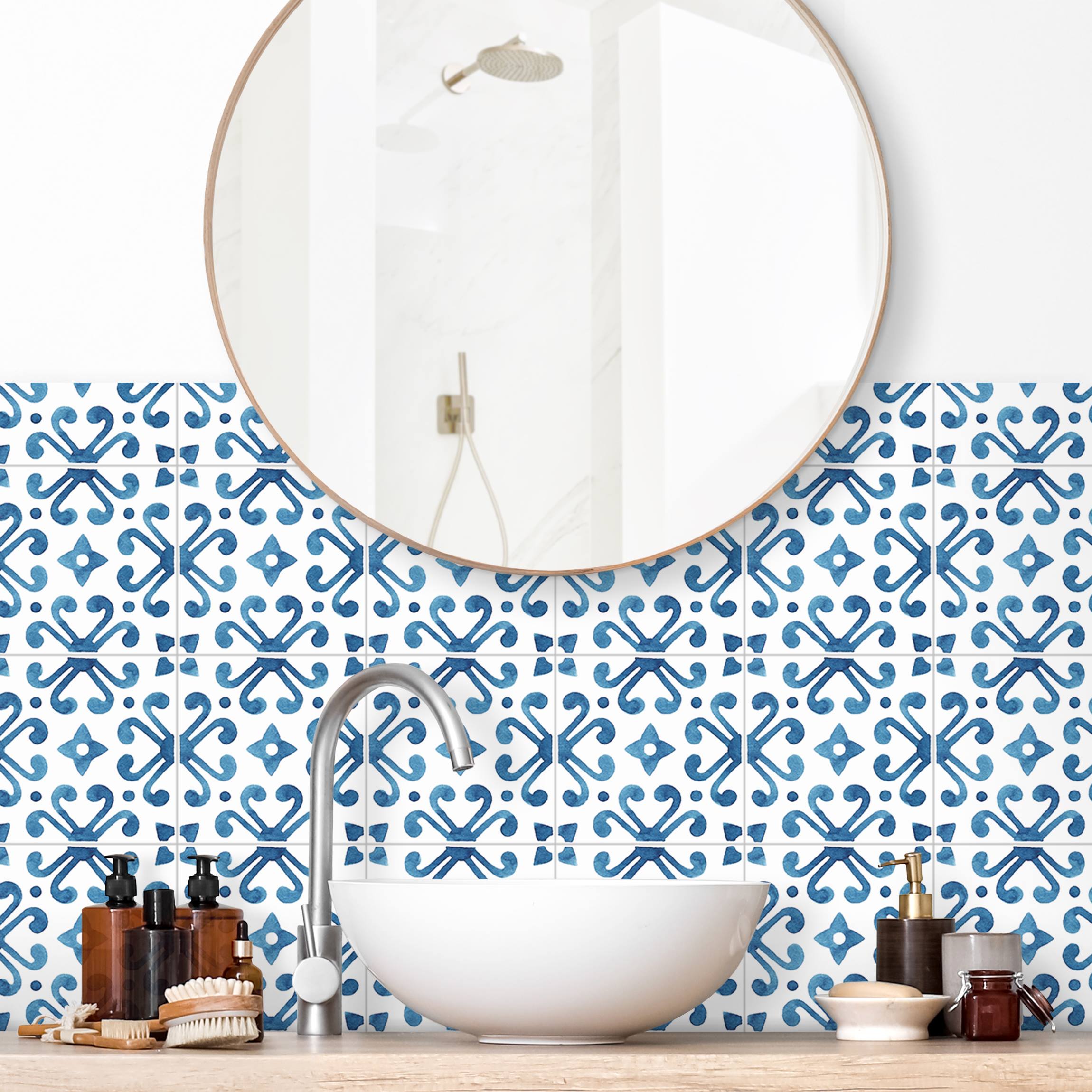 Wandverkleidung Bad Aquarell Fliesen - Belém