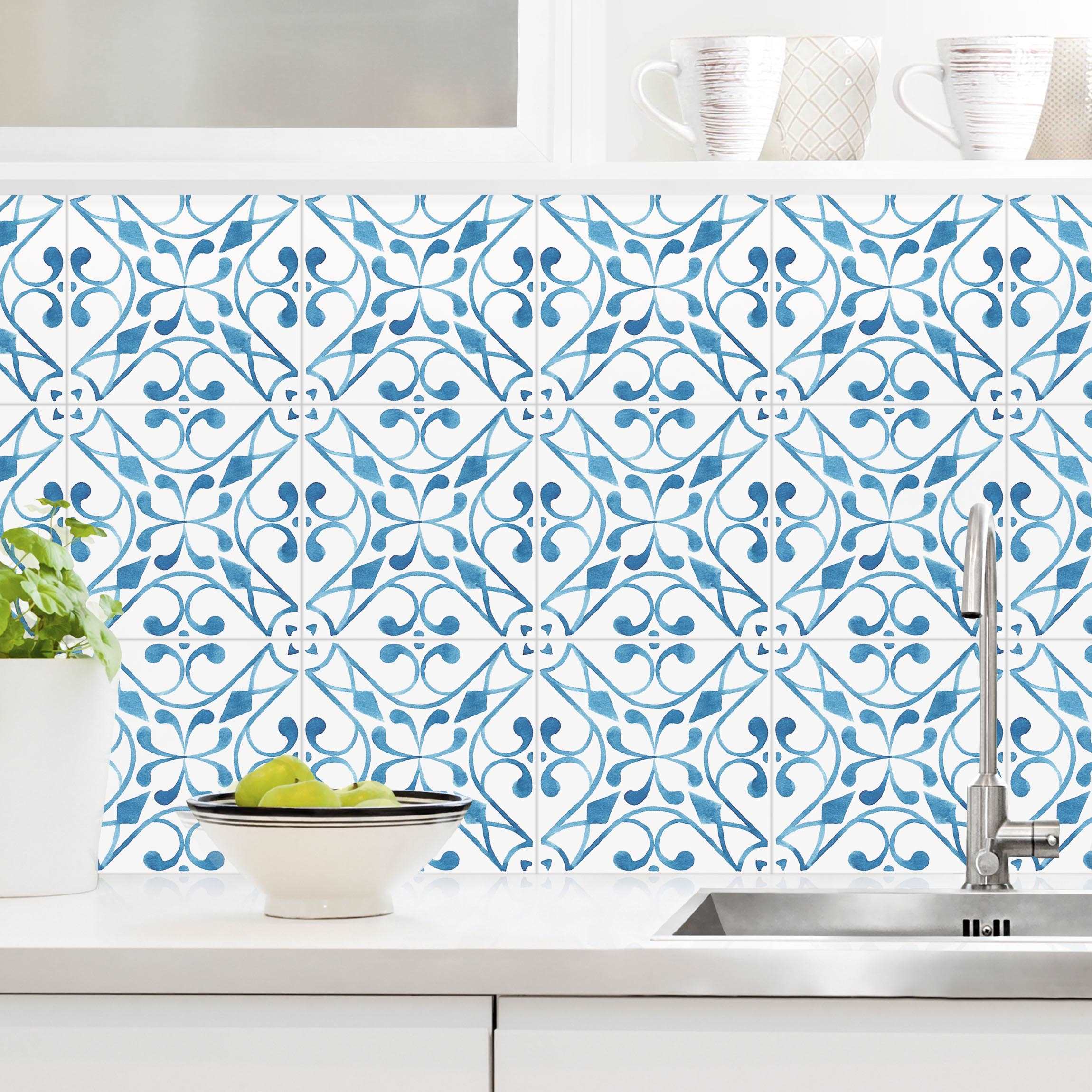 Küchenrückwand Aquarell Fliesen - Faro