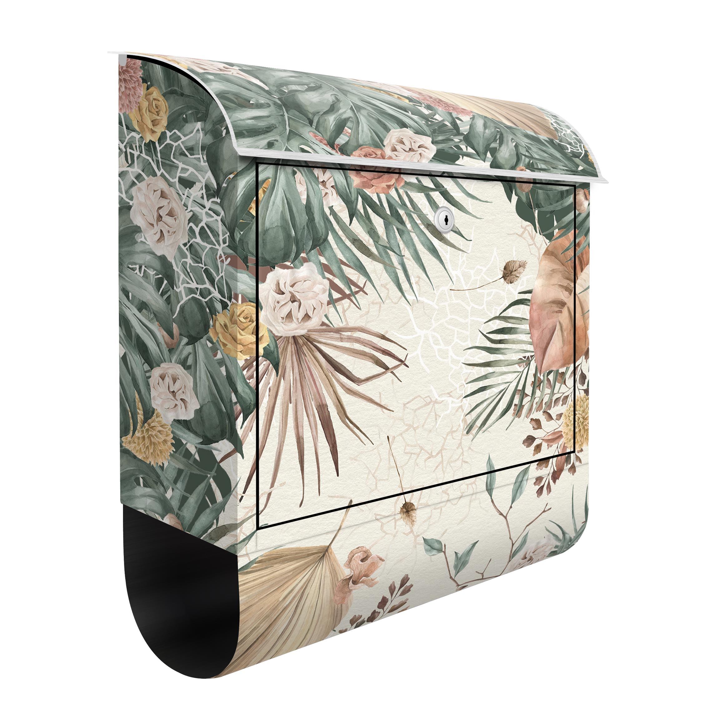 Briefkasten Aquarell getrocknete Blumen mit Farne