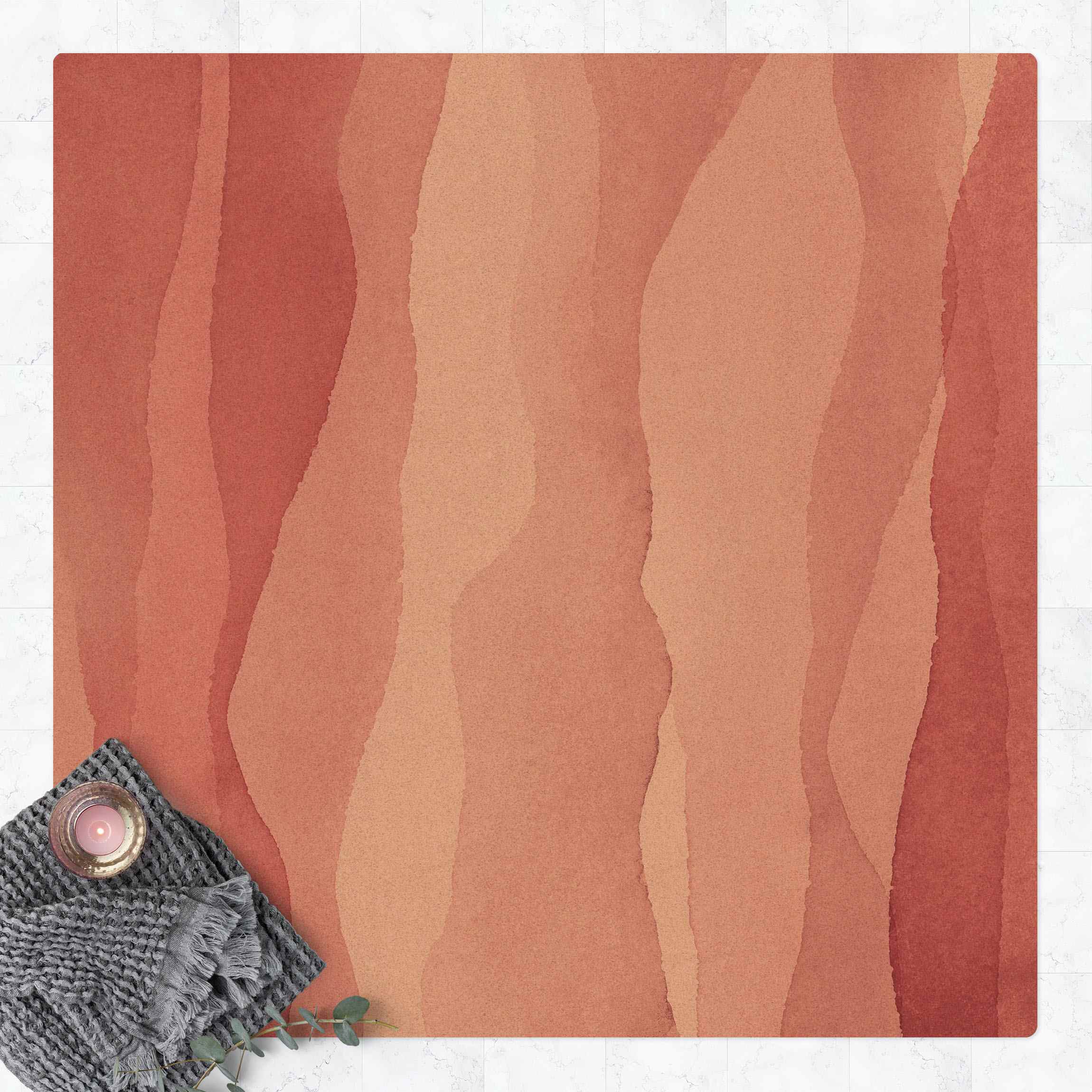 Kork-Teppich Aquarell Landschaft Baumillusion