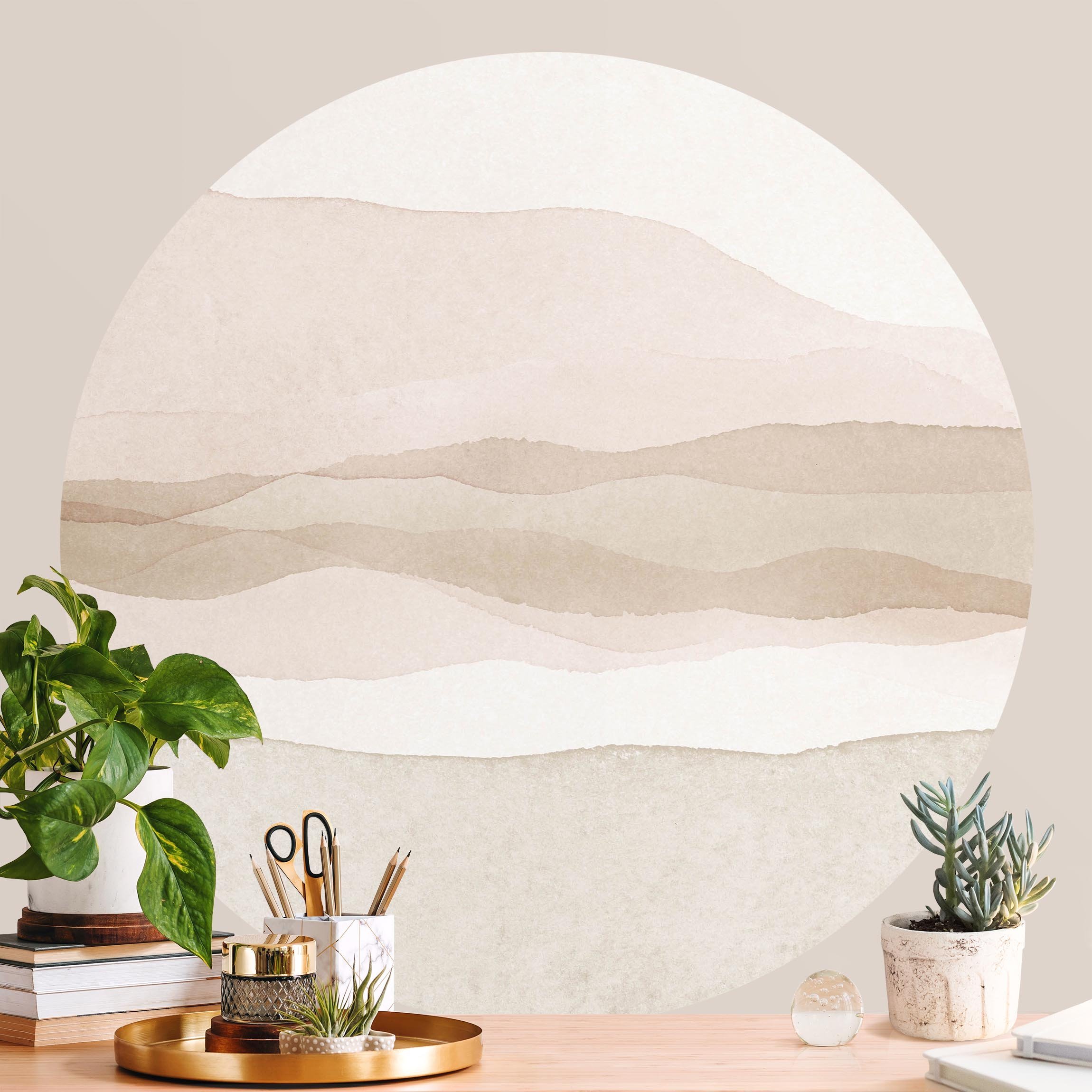 Runde Tapete selbstklebend Aquarell Landschaft Lichtberge