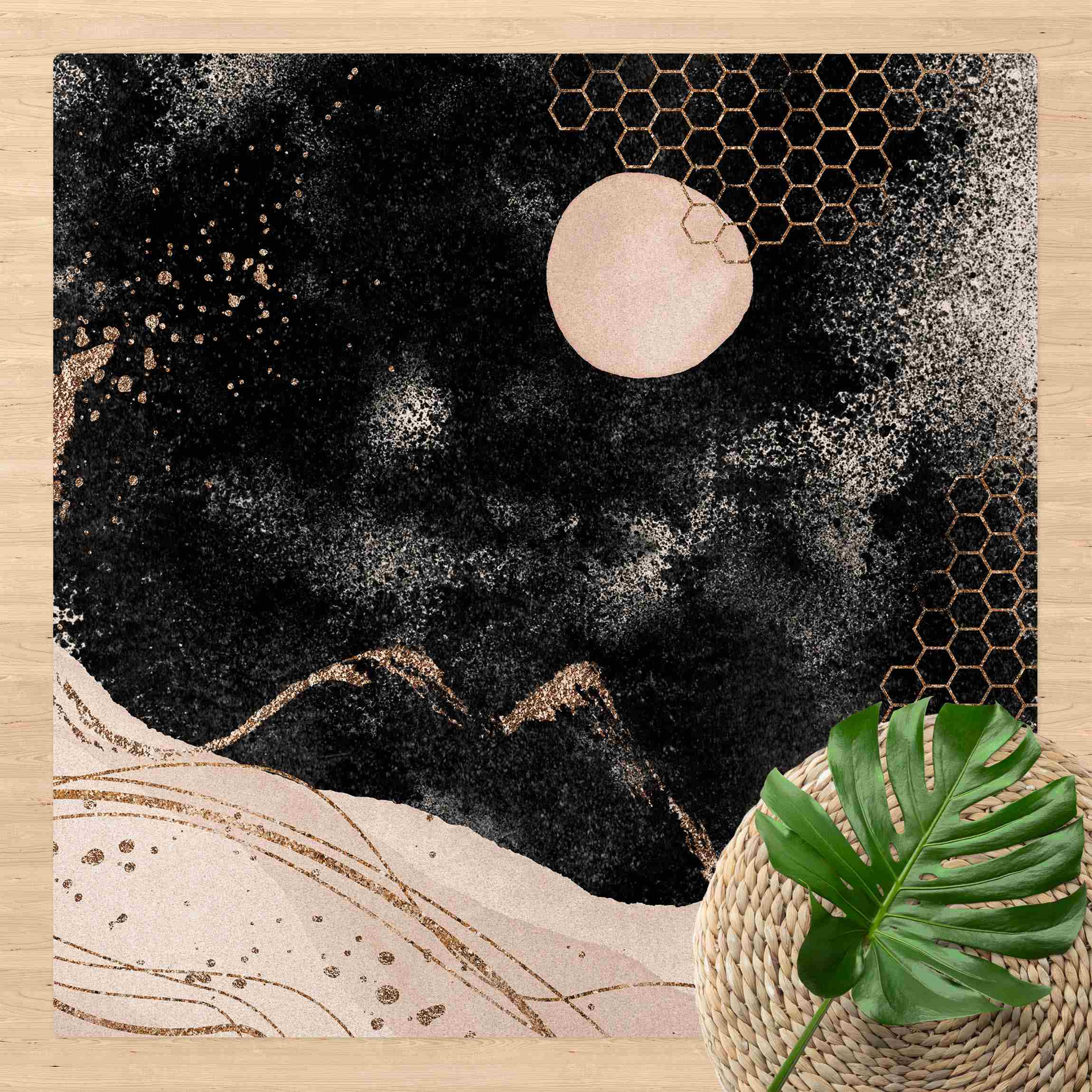 Kork-Teppich Aquarell Landschaft Nachtschatten