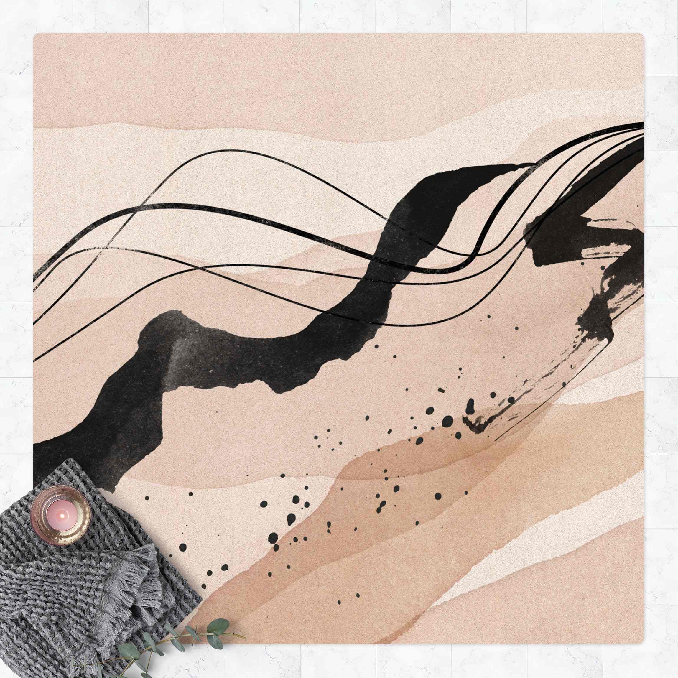 Kork-Teppich Aquarell Landschaft Nachtwogen