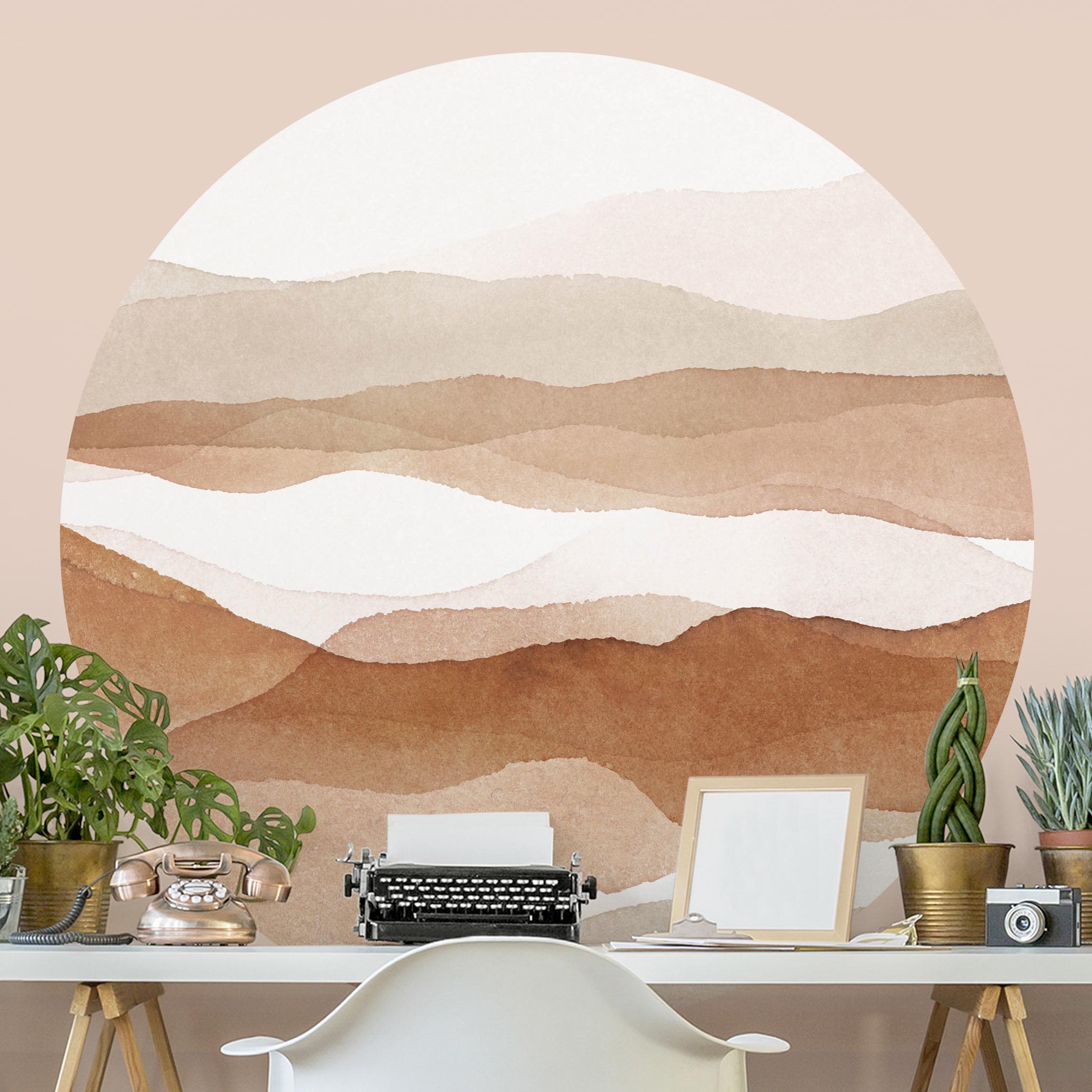Runde Tapete selbstklebend Aquarell Landschaft Sandberge