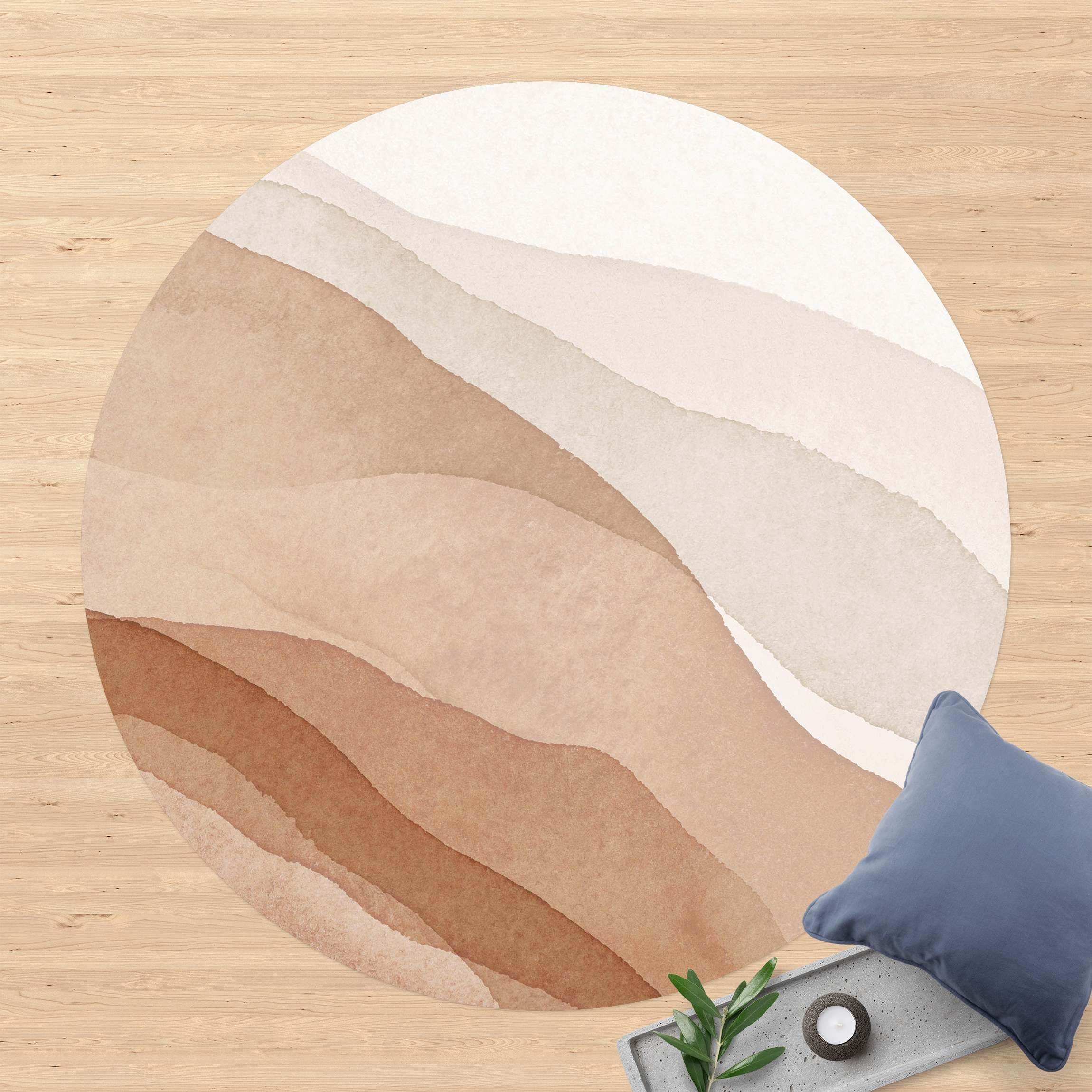 Runder Vinyl-Teppich Aquarell Landschaft Sandwogen