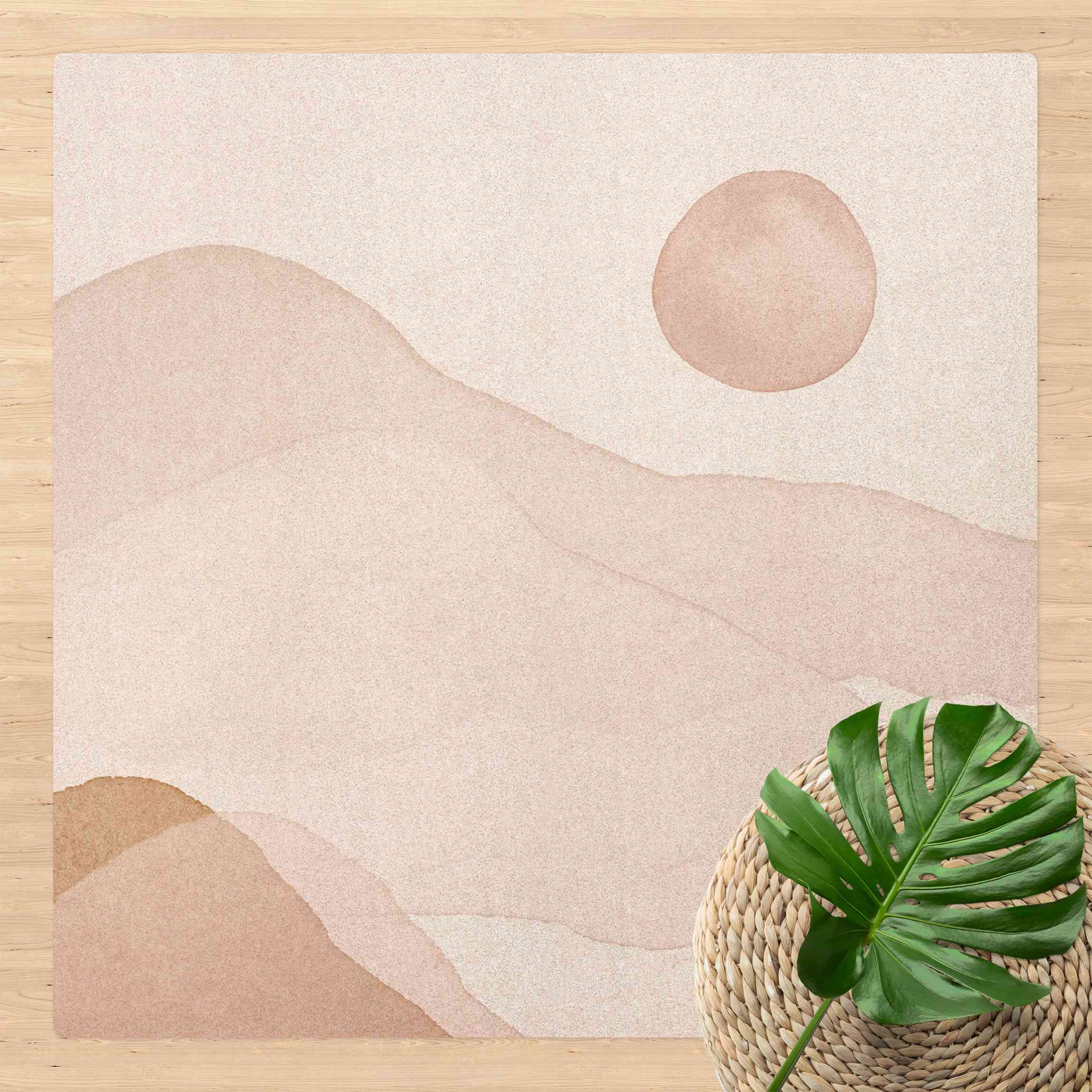 Kork-Teppich Aquarell Landschaft Sonnenberge