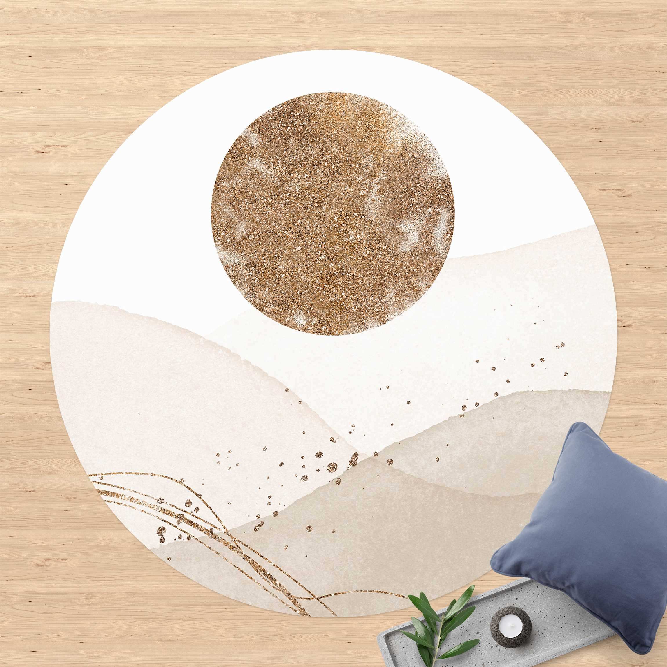 Runder Vinyl-Teppich Aquarell Landschaft Sonnensturm
