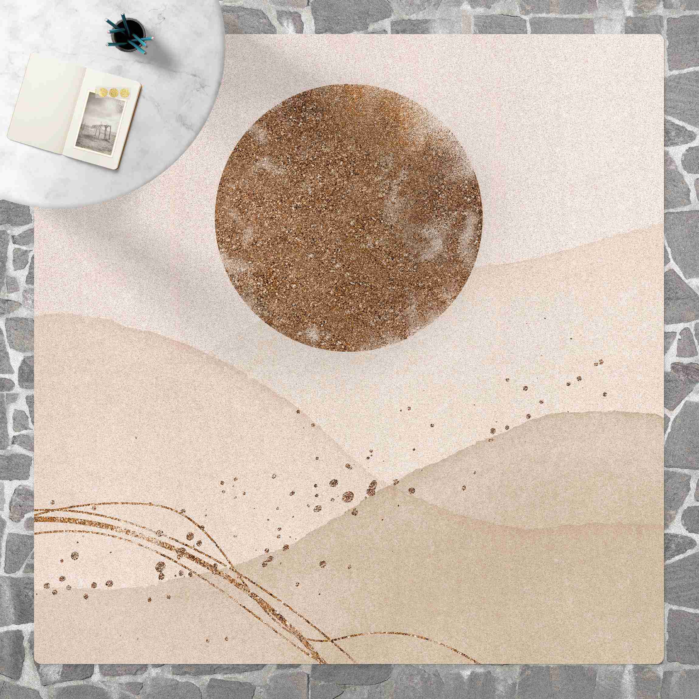 Kork-Teppich Aquarell Landschaft Sonnensturm
