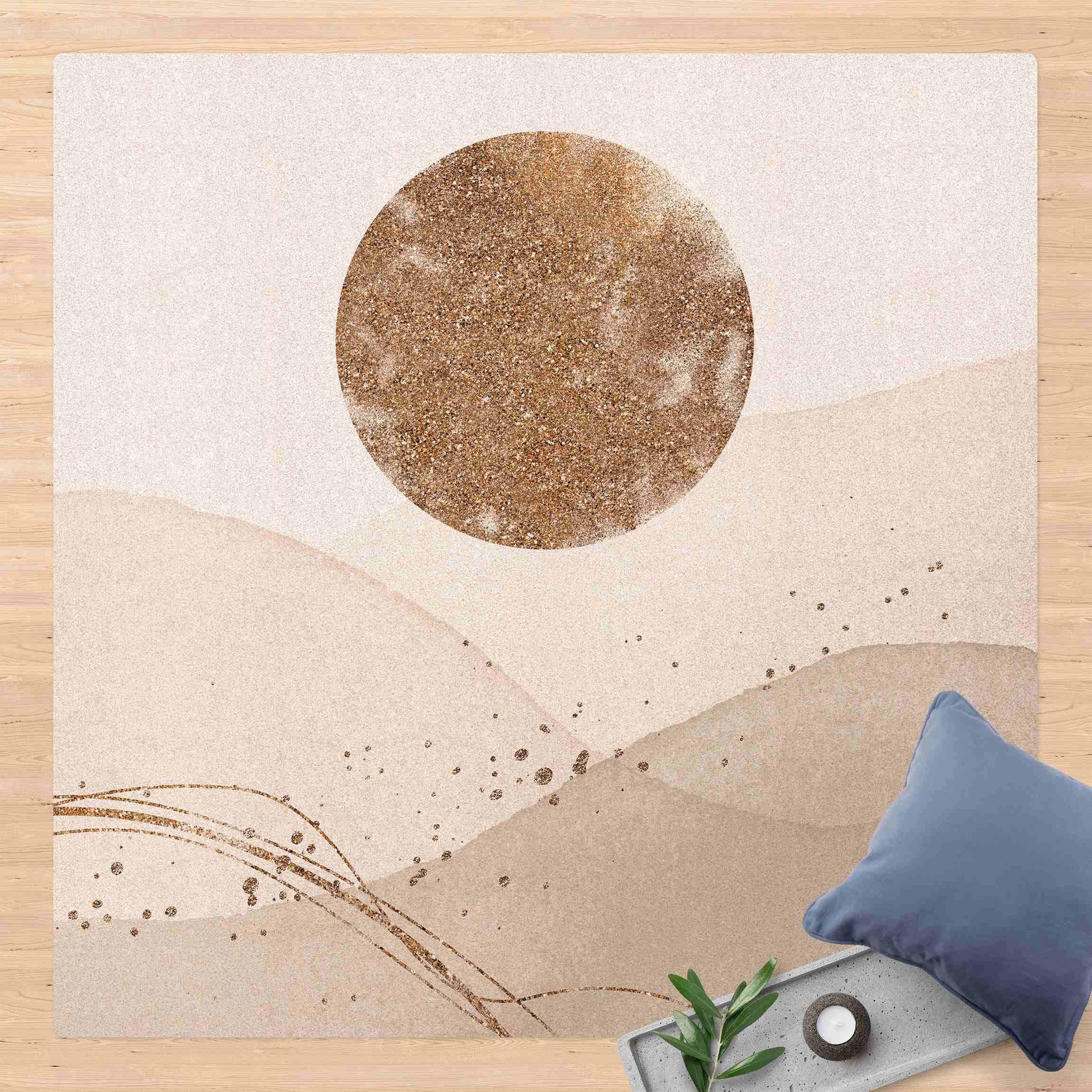 Kork-Teppich Aquarell Landschaft Sonnensturm