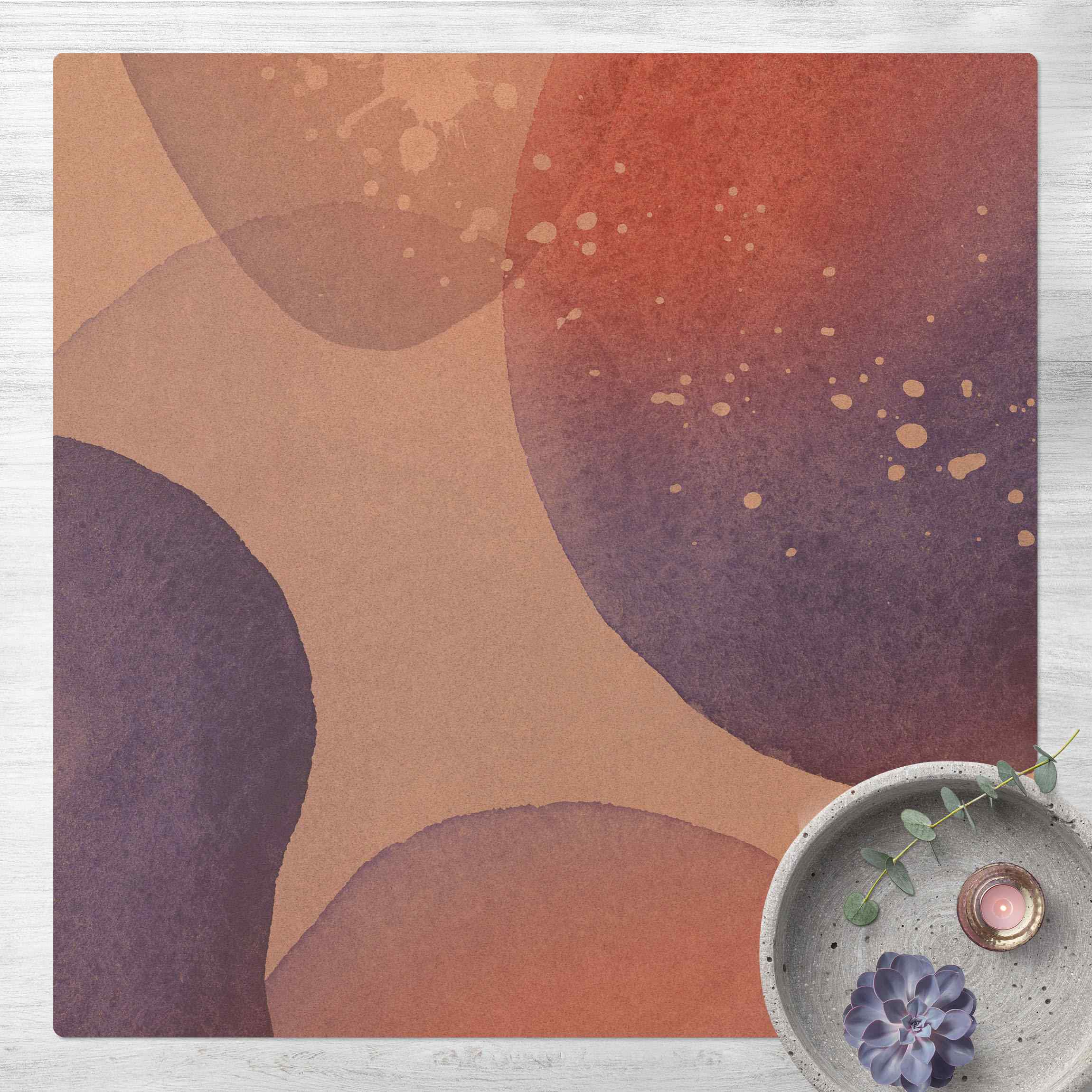 Kork-Teppich Aquarell Landschaft Wasserblasen