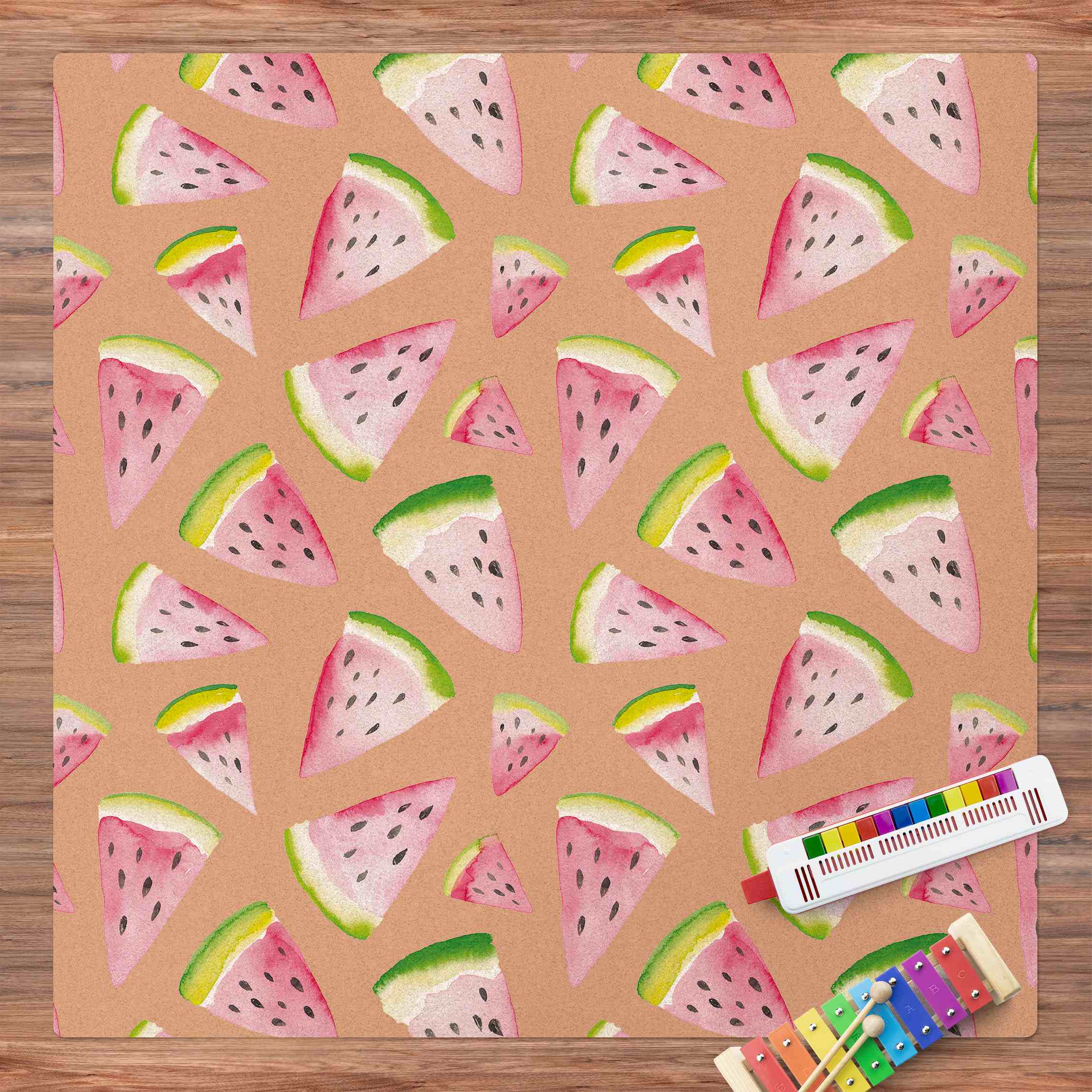 Kork-Teppich Aquarell Melonenstücke