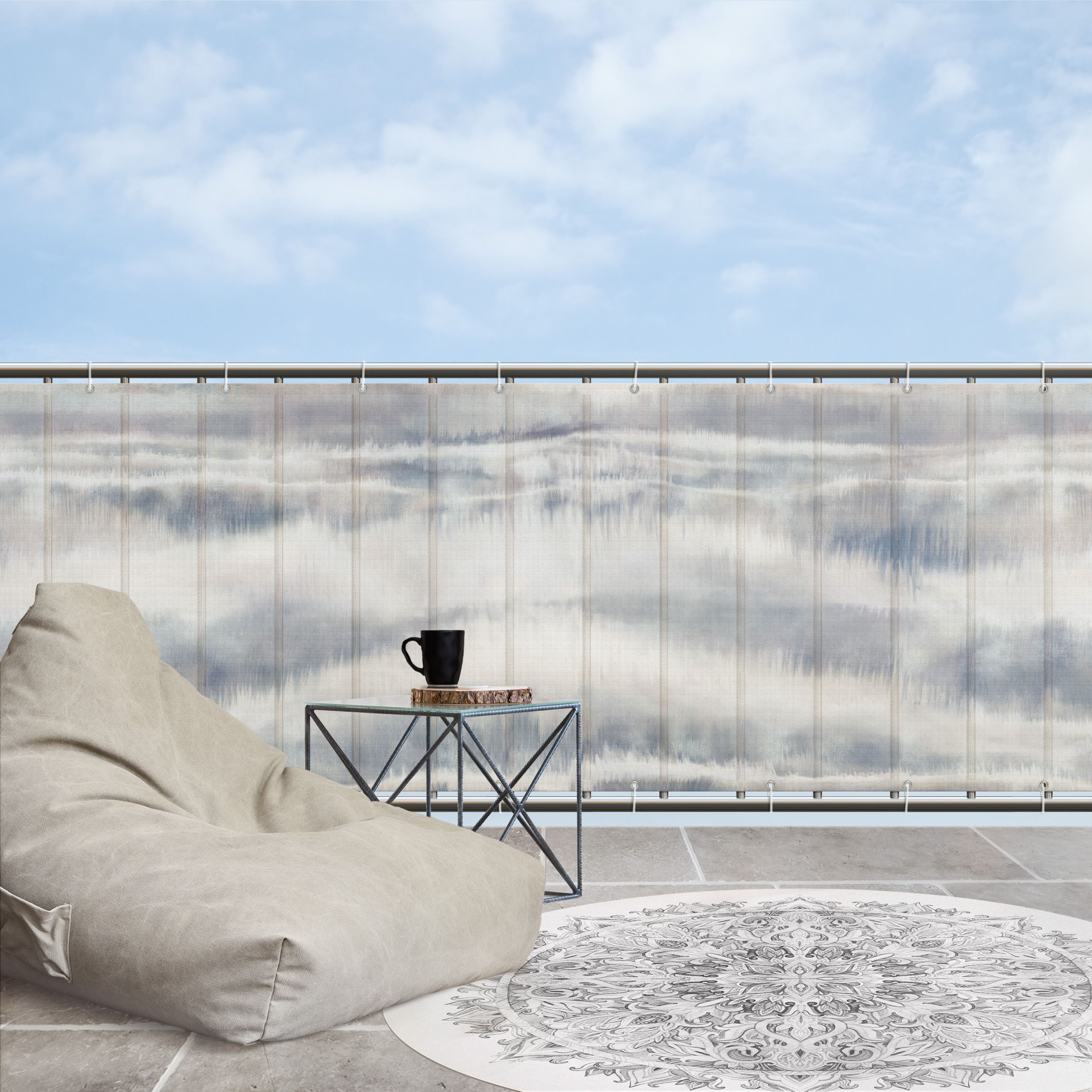 Balkon Sichtschutz Aquarell Nebel Streifen