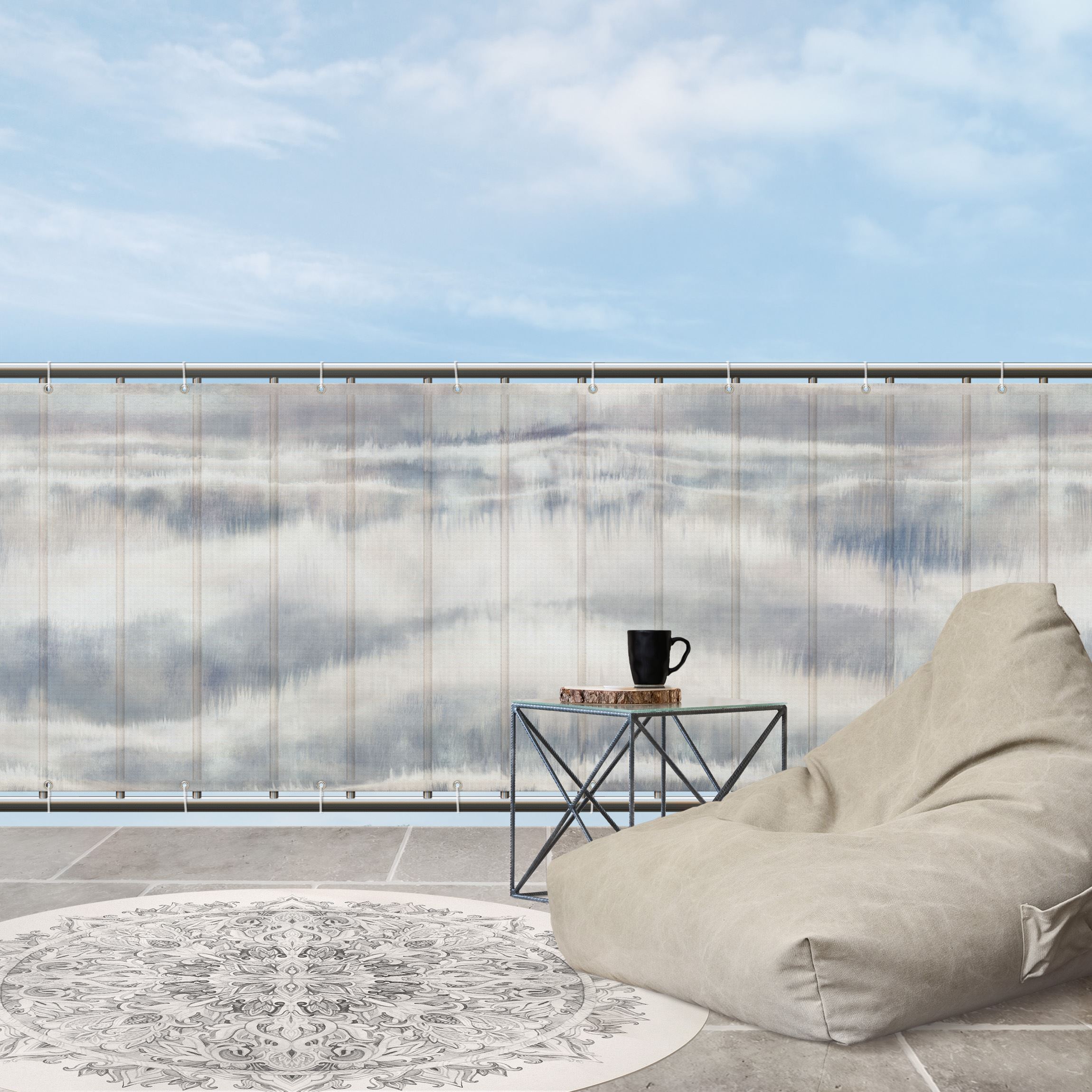 Balkon Sichtschutz Aquarell Nebel Streifen