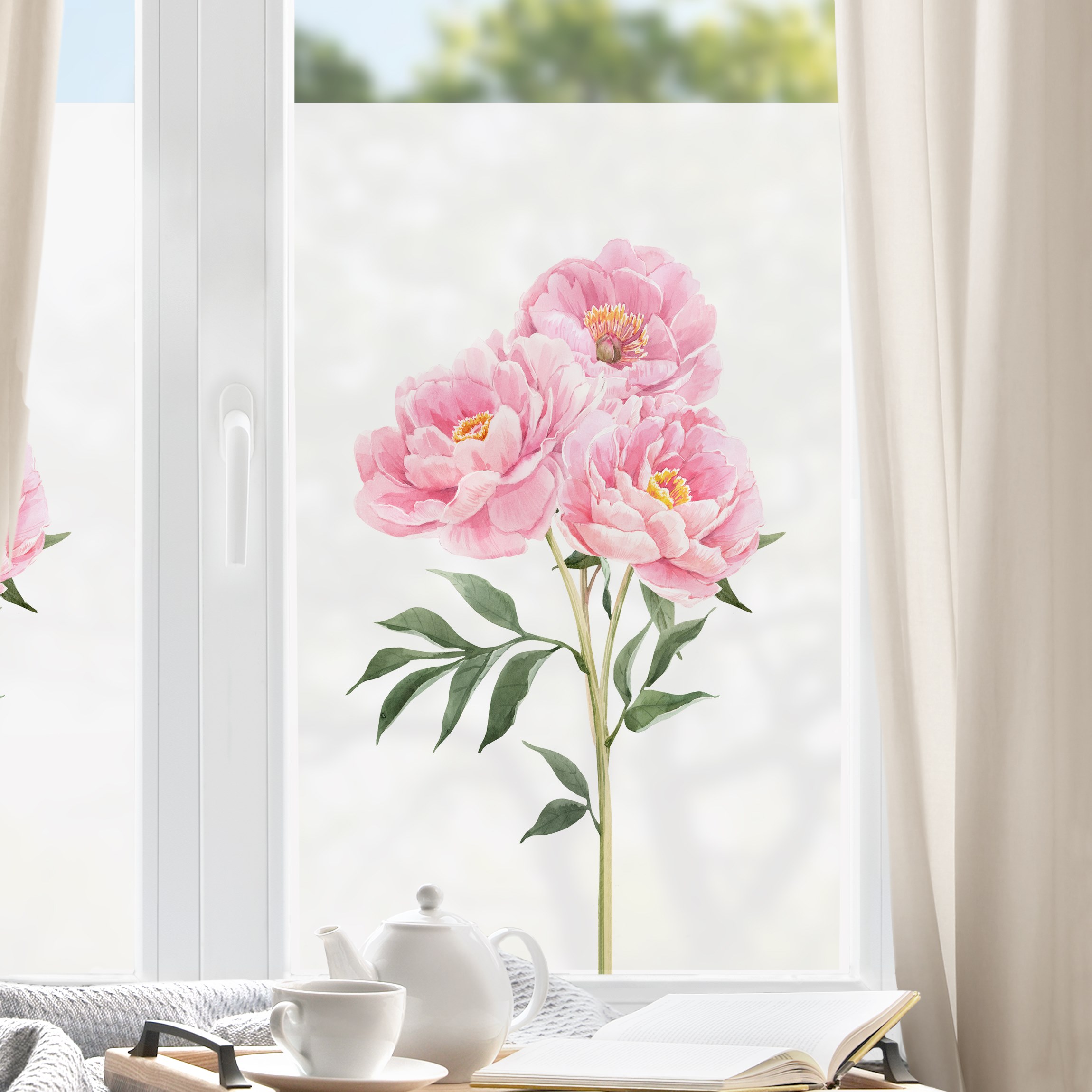 Fensterfolie Aquarell Pfingstrose