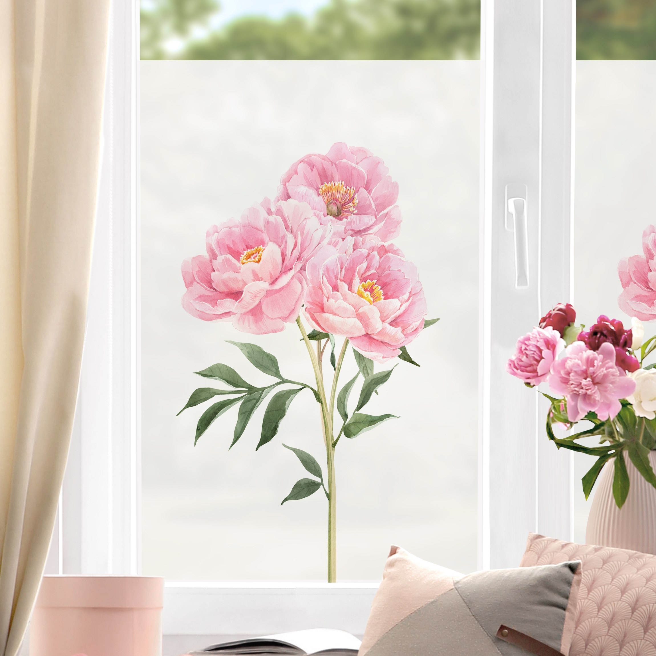 Fensterfolie Aquarell Pfingstrose