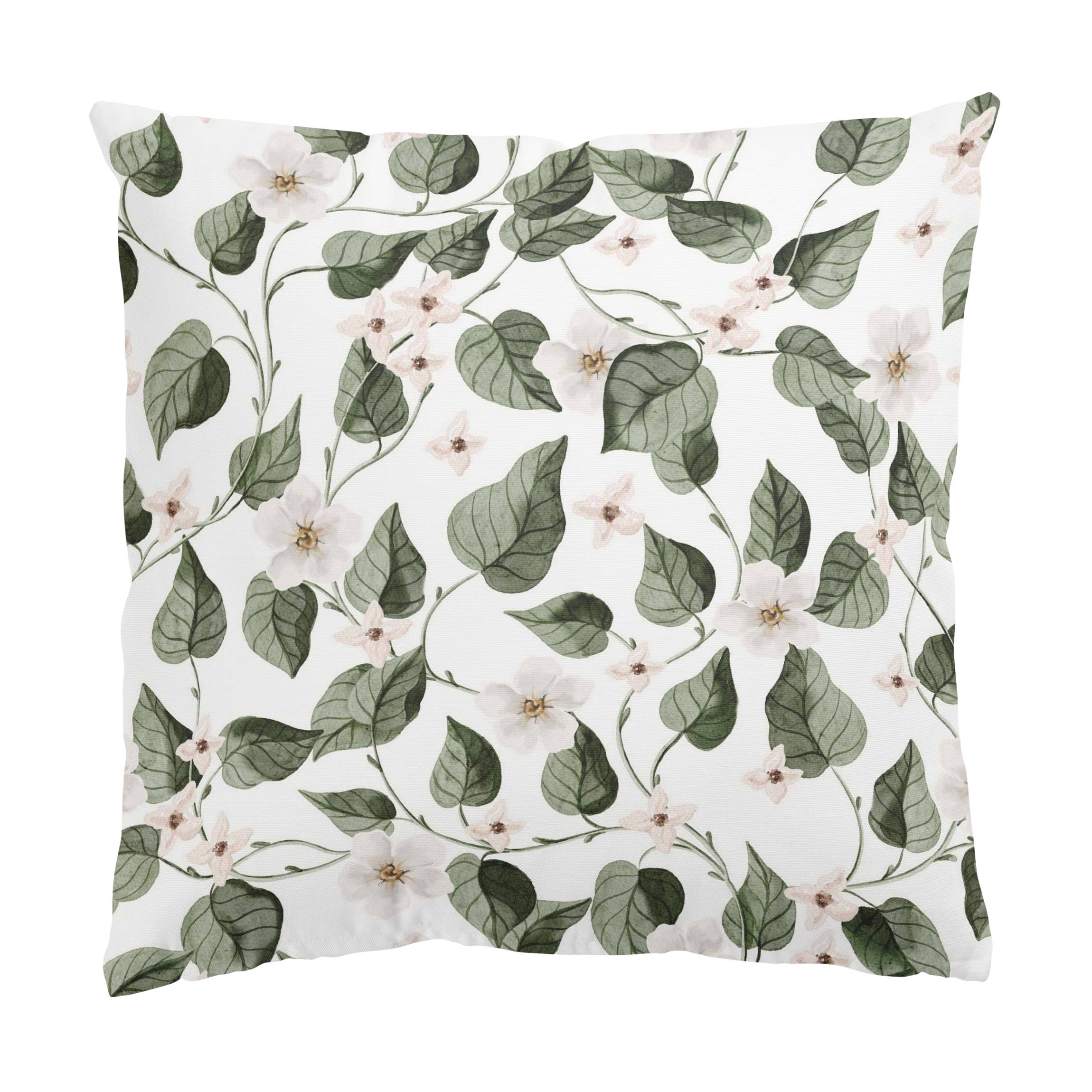 Dekokissen Aquarell Pflanzen Blätter und Blüten