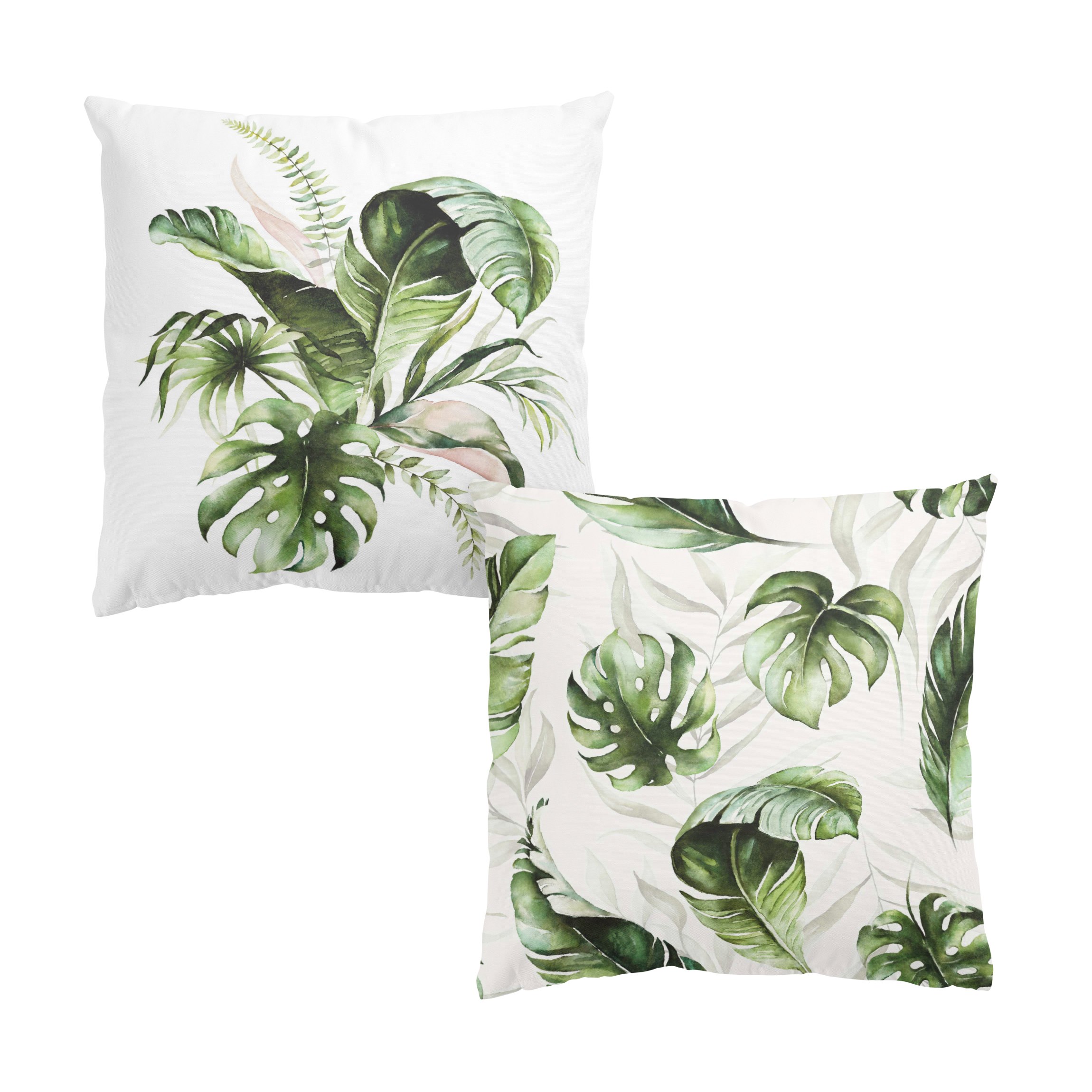 Dekokissen 2er Set Aquarell Pflanzen Dschungelbouquet Duo