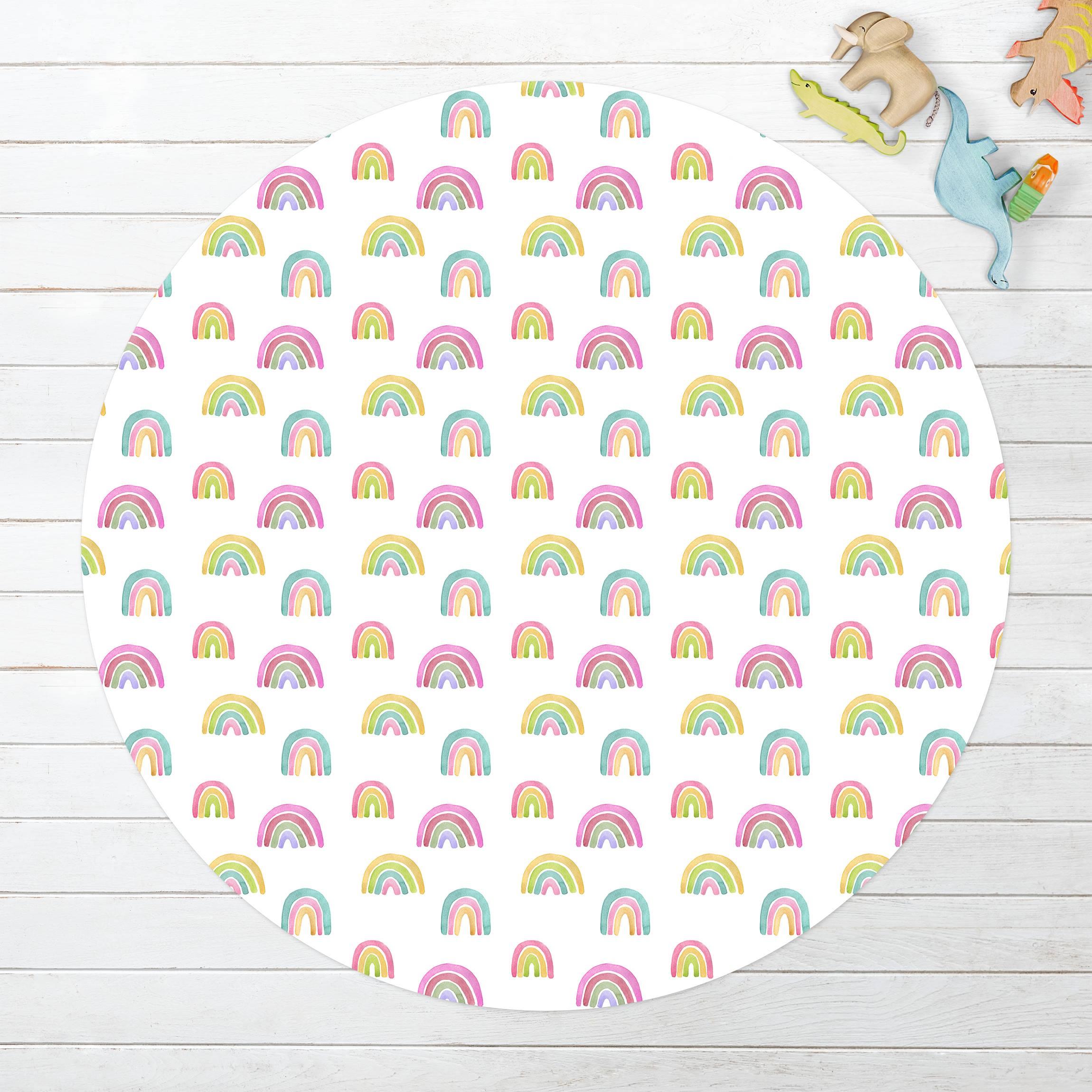 Runder Vinyl-Teppich Aquarell Regenbogen