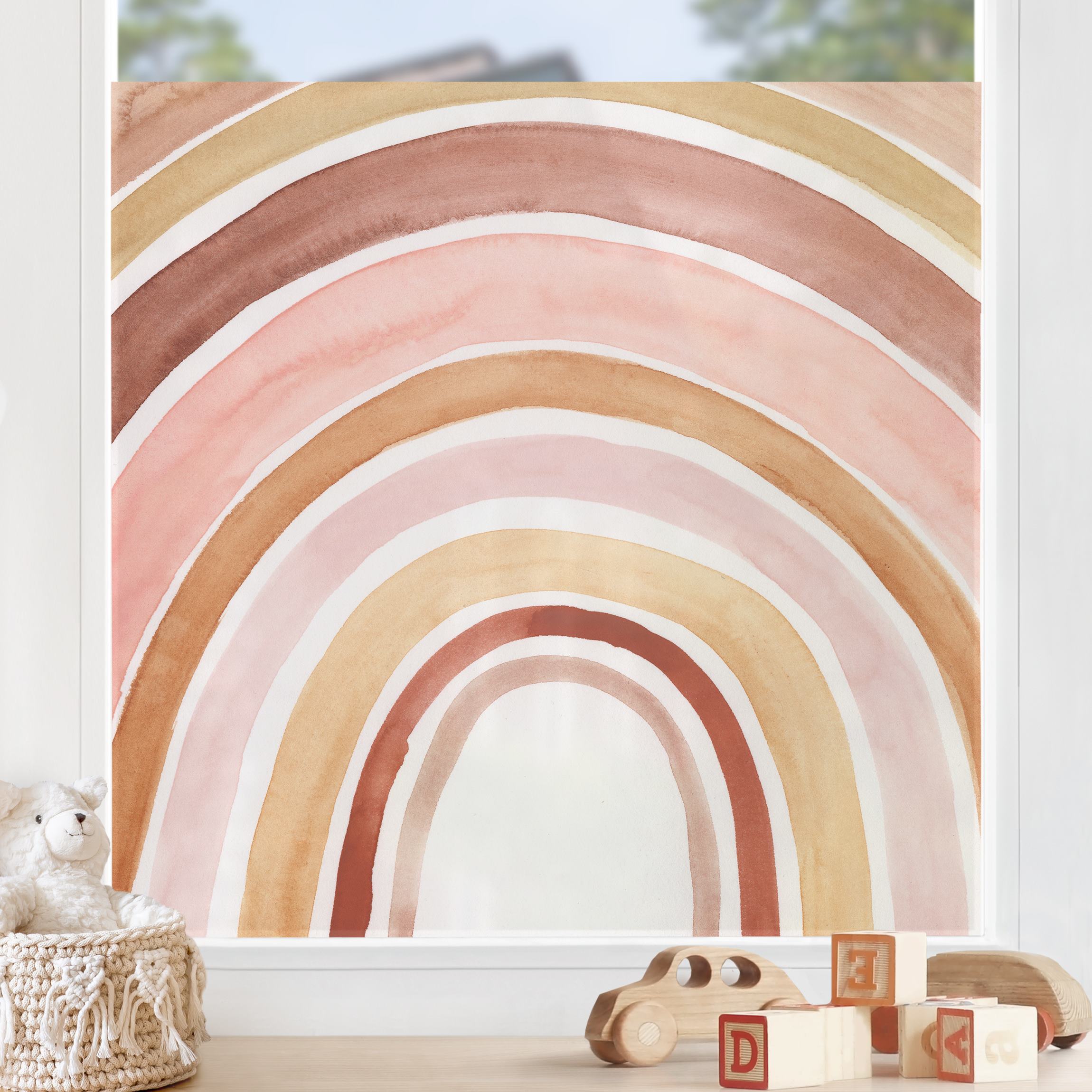 Fensterfolie Aquarell Regenbogen Rosa