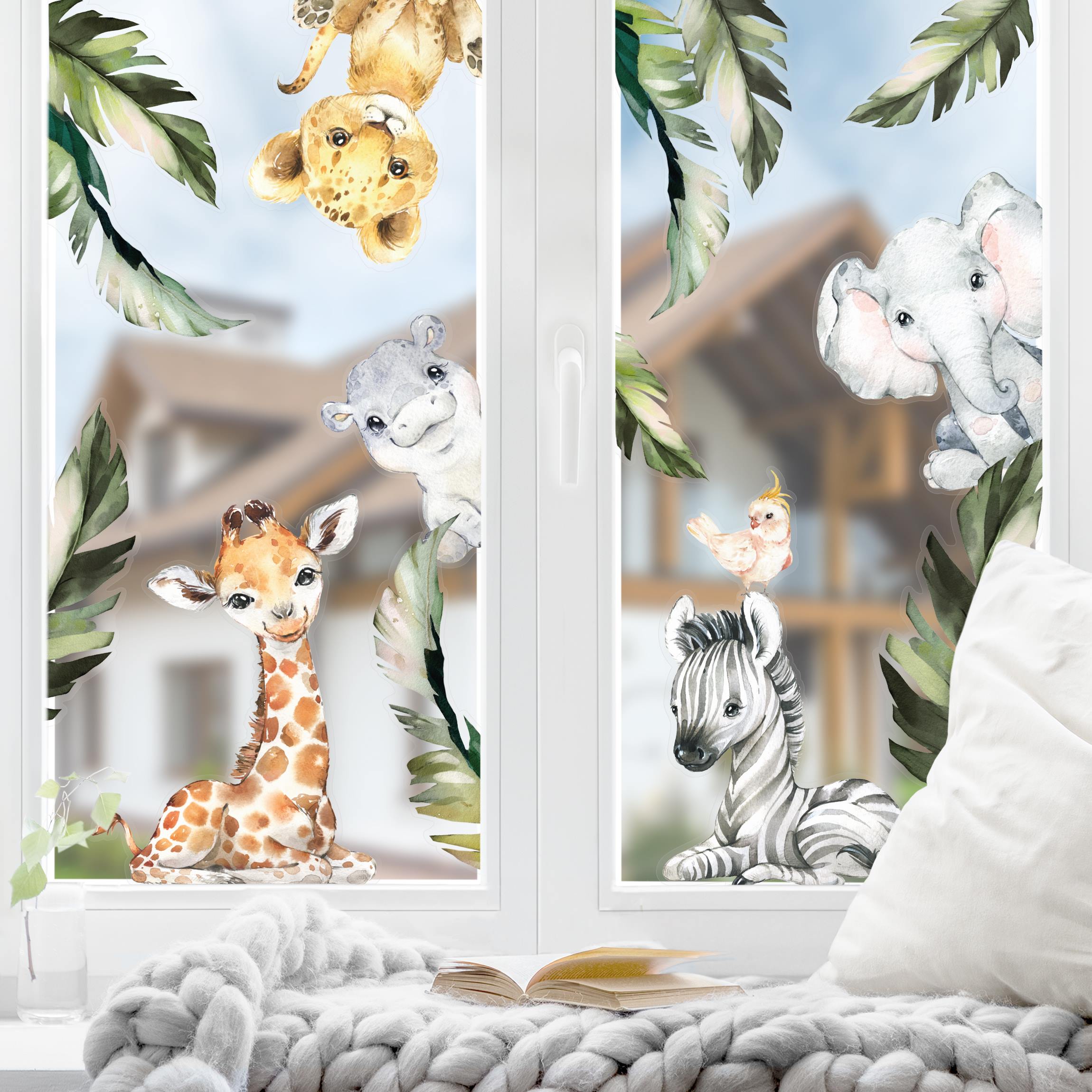 Fensteraufkleber Aquarell Safari Babys