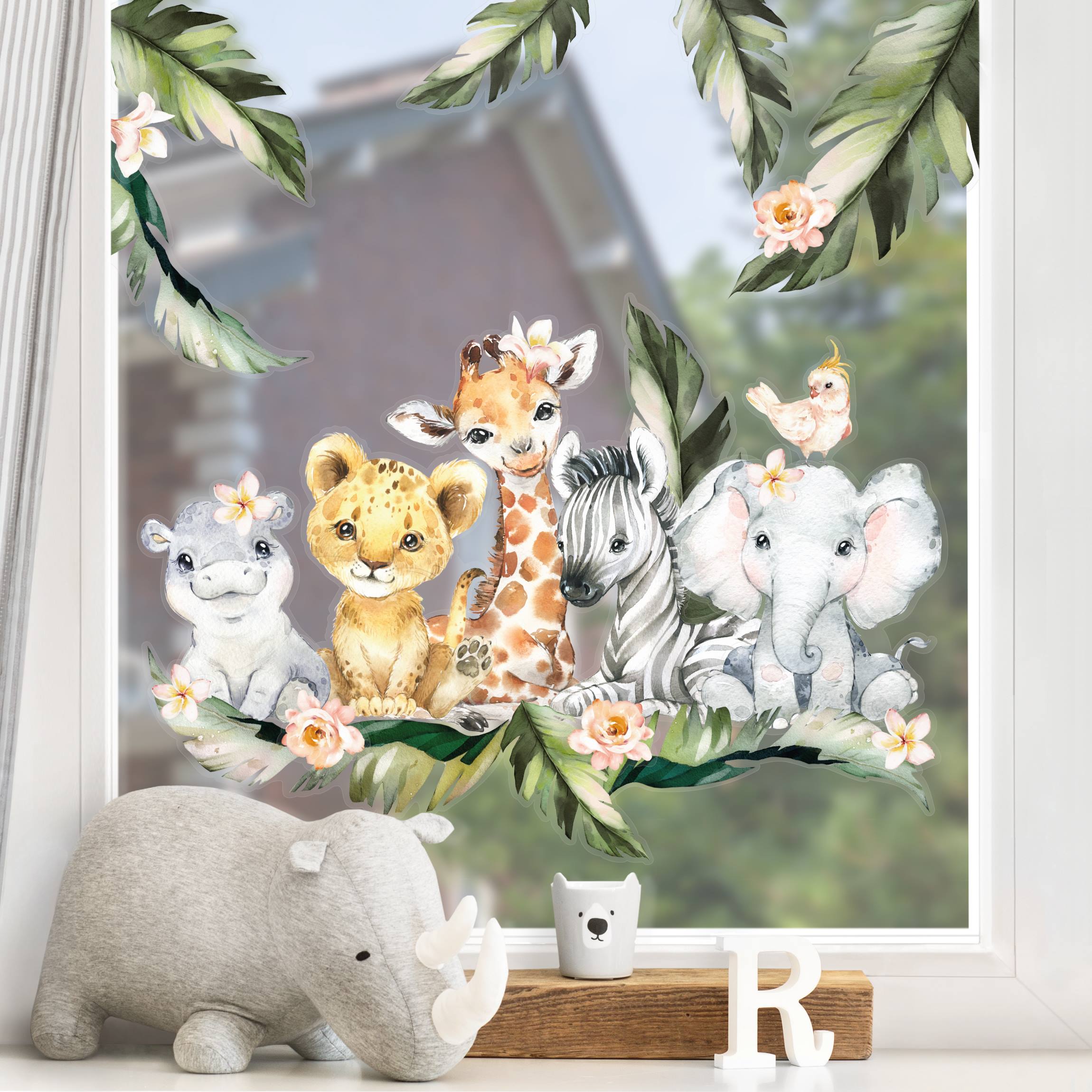 Fensteraufkleber Aquarell Safari Babys
