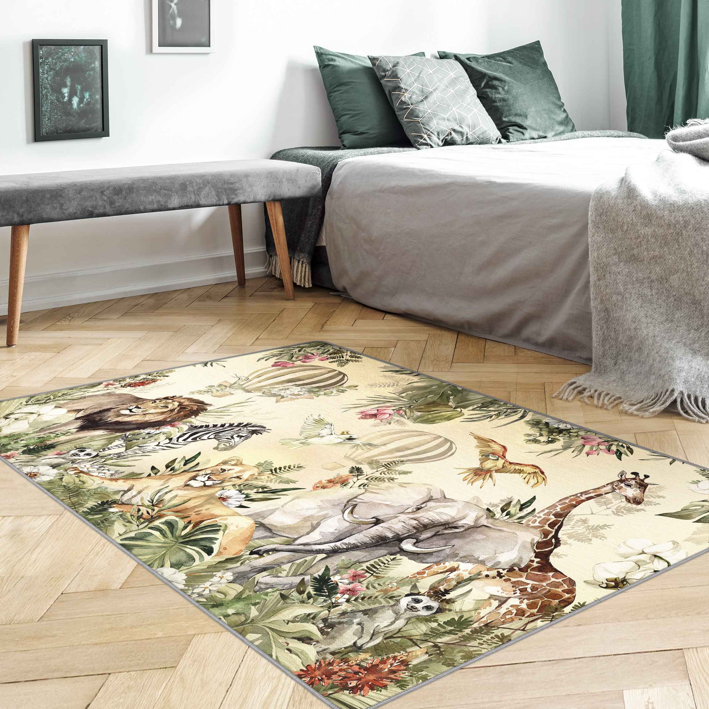 Teppich Aquarell Savannen Tiere