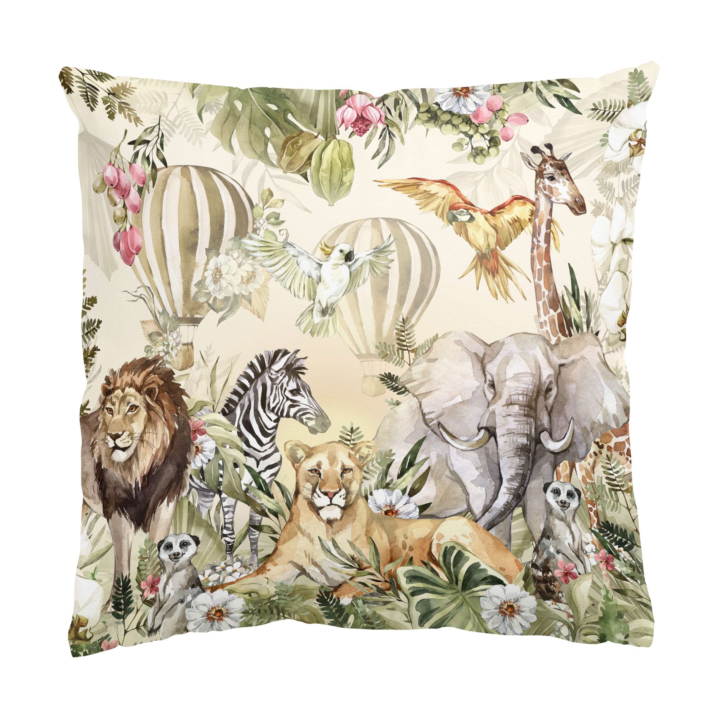 Dekokissen Aquarell Savannen Tiere
