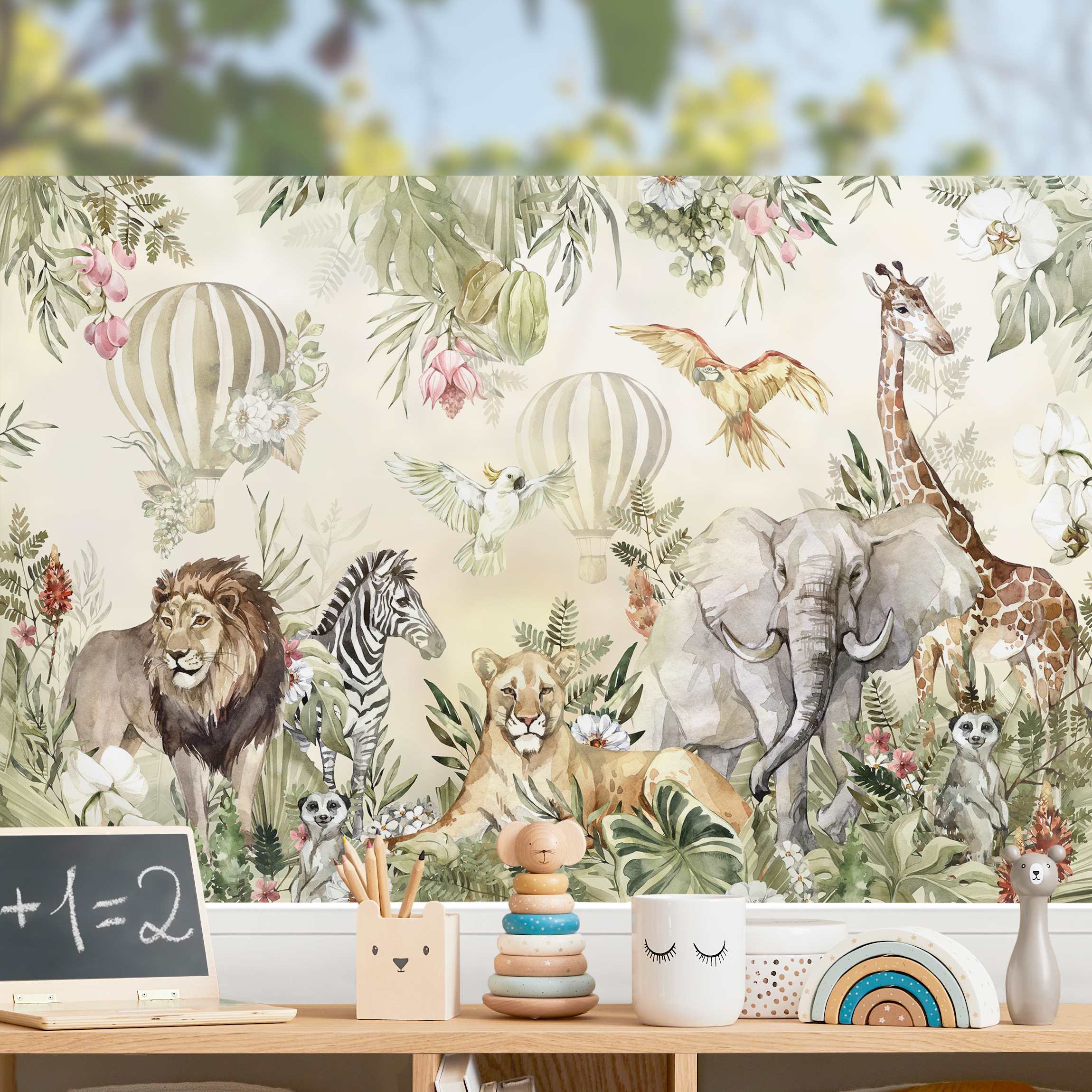 Fensterfolie Aquarell Savannen Tiere