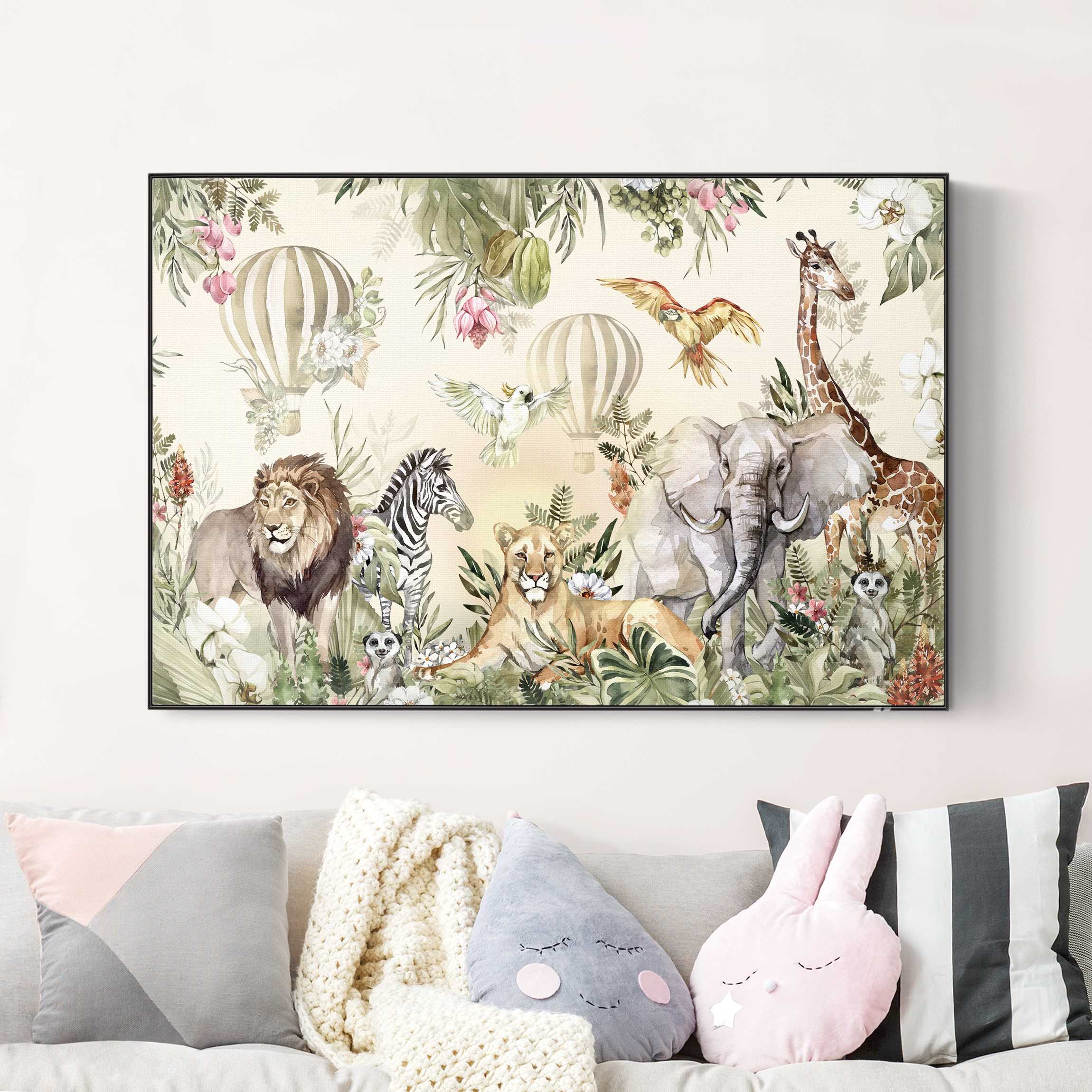 Akustik-Wechselbild Aquarell Savannen Tiere