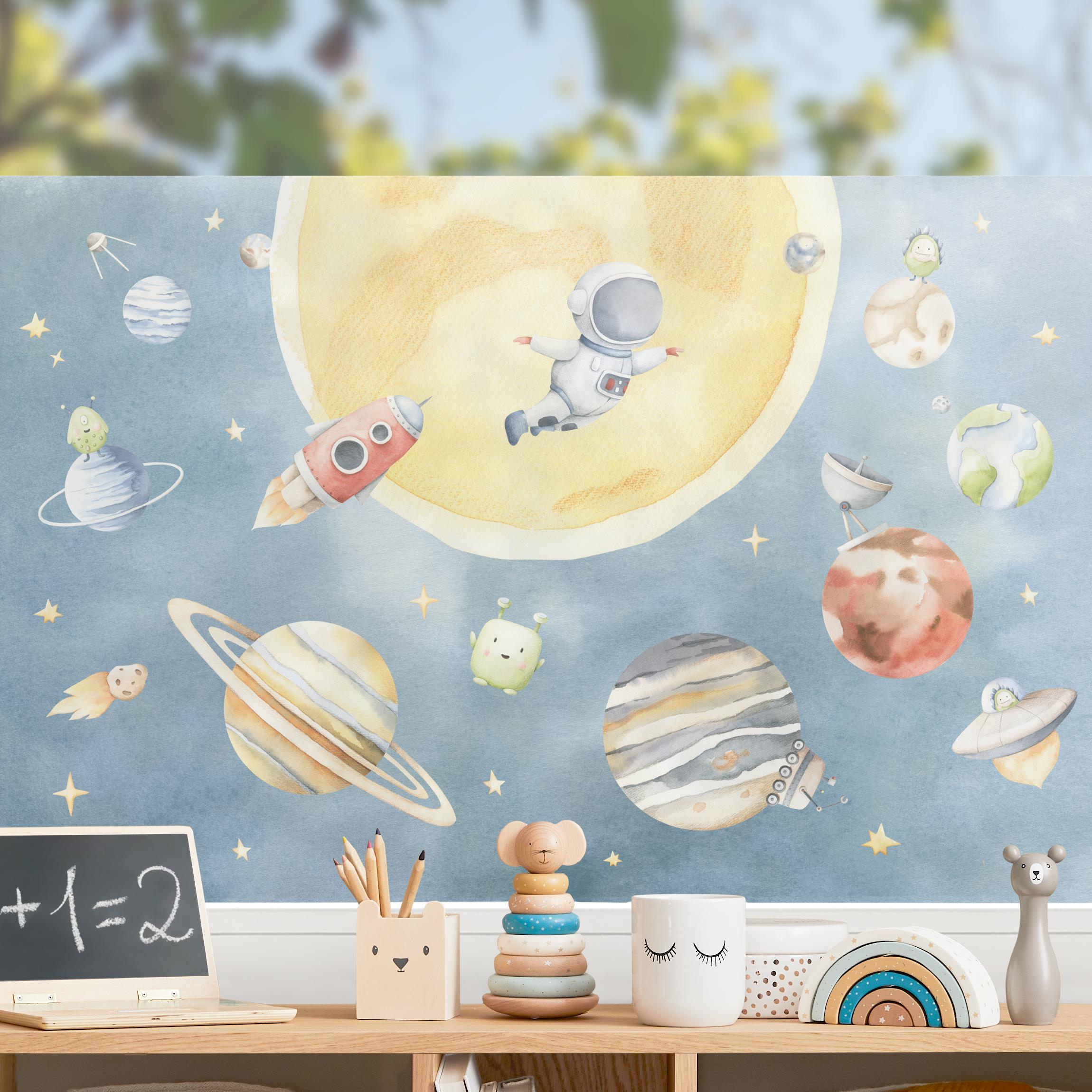 Fensterfolie Aquarell Unser Planetensystem