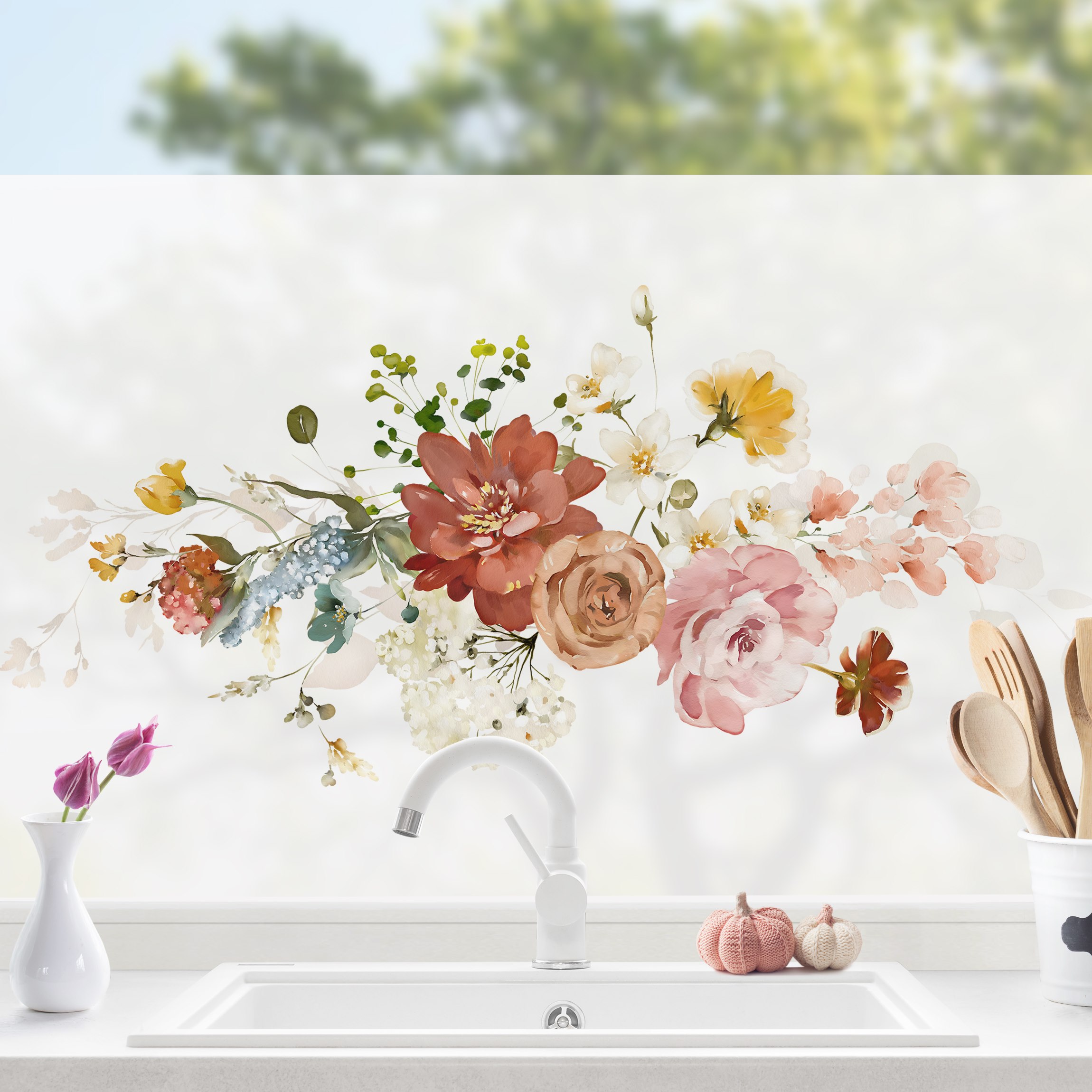 Fensterfolie Aquarell Wildblüten