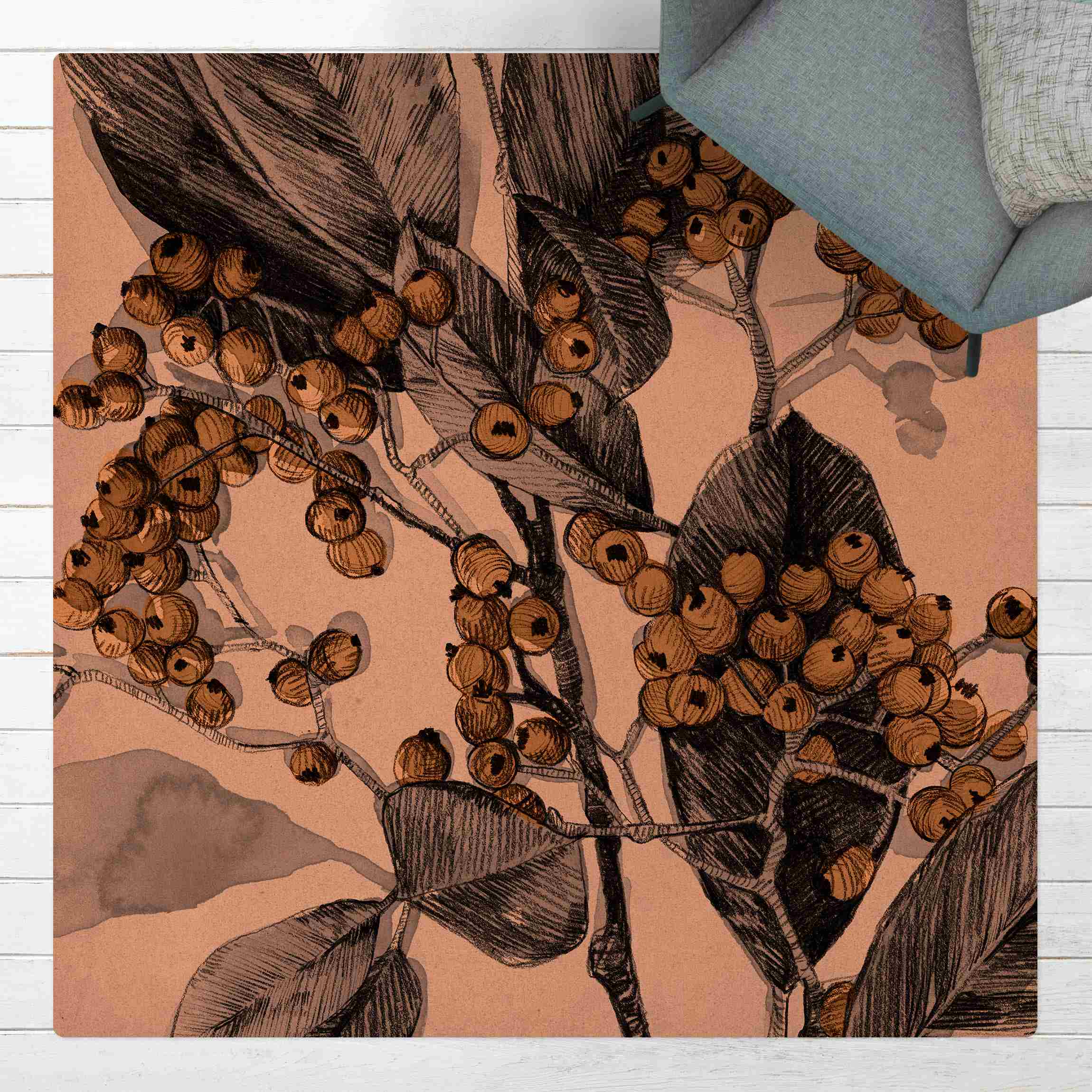 Kork-Teppich Aquarellbeeren