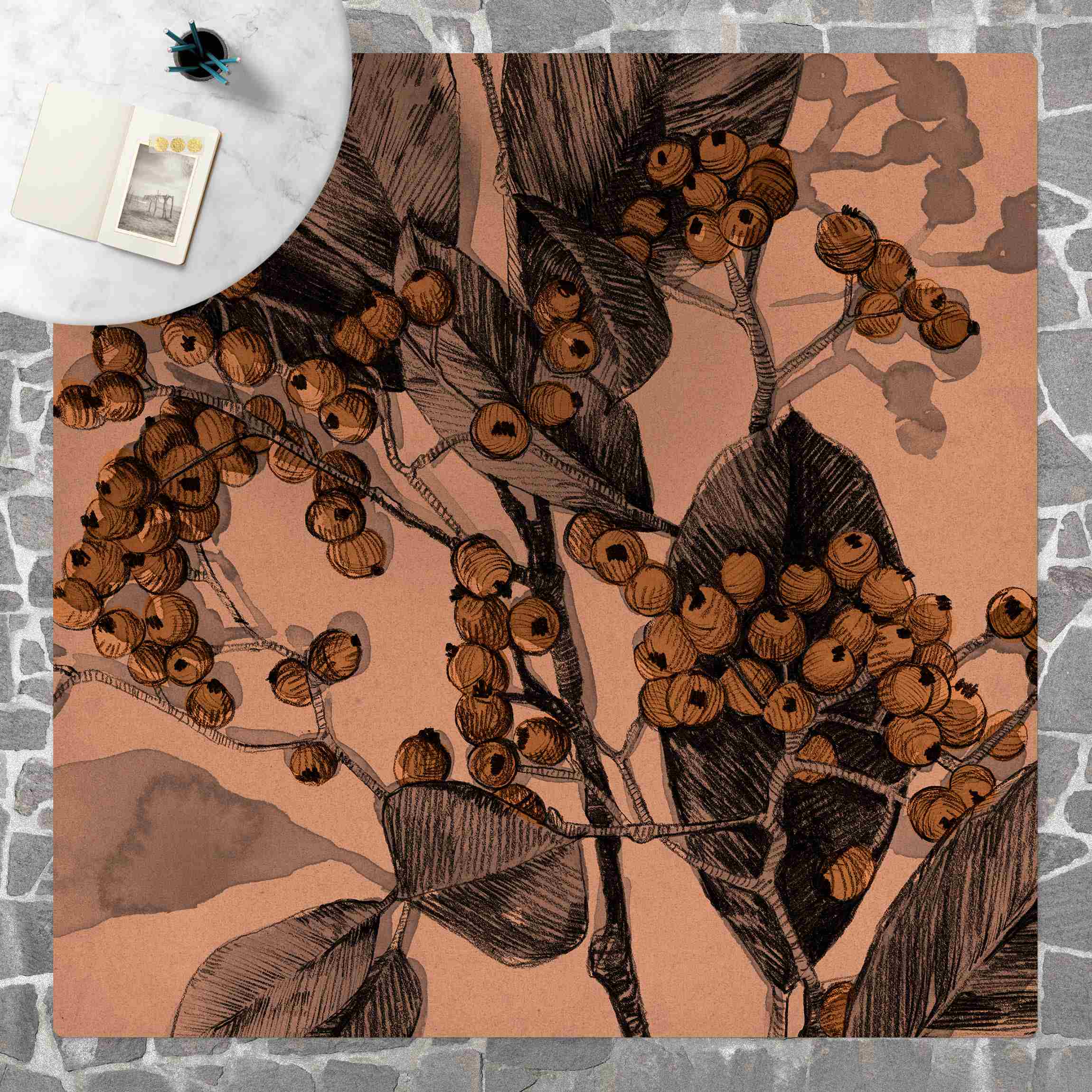 Kork-Teppich Aquarellbeeren
