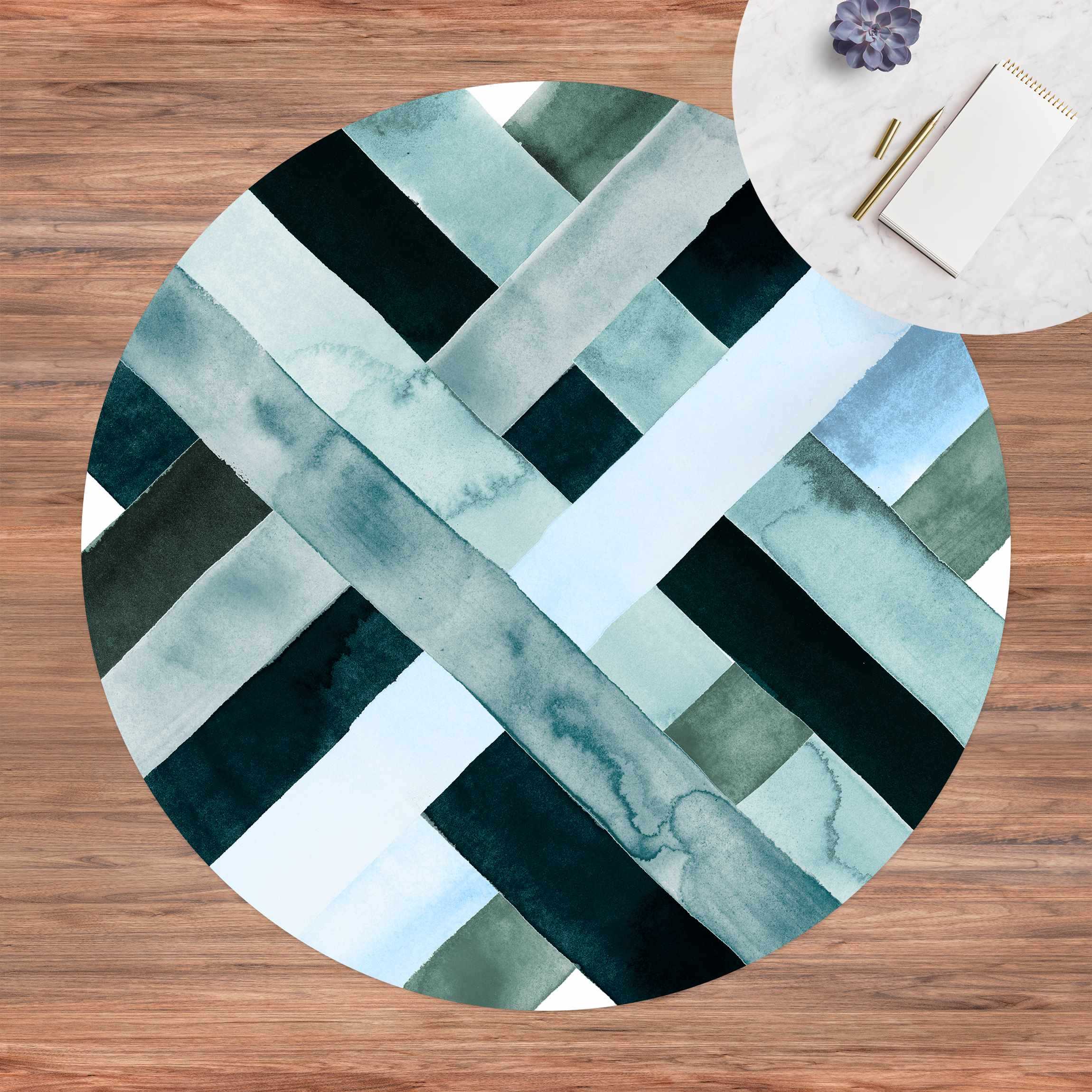 Runder Vinyl-Teppich Aquarellgeflecht