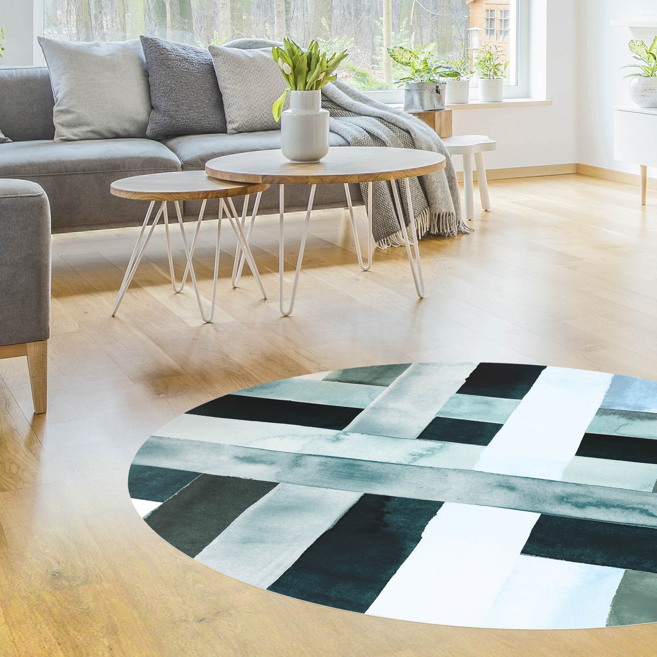 Runder Vinyl-Teppich Aquarellgeflecht