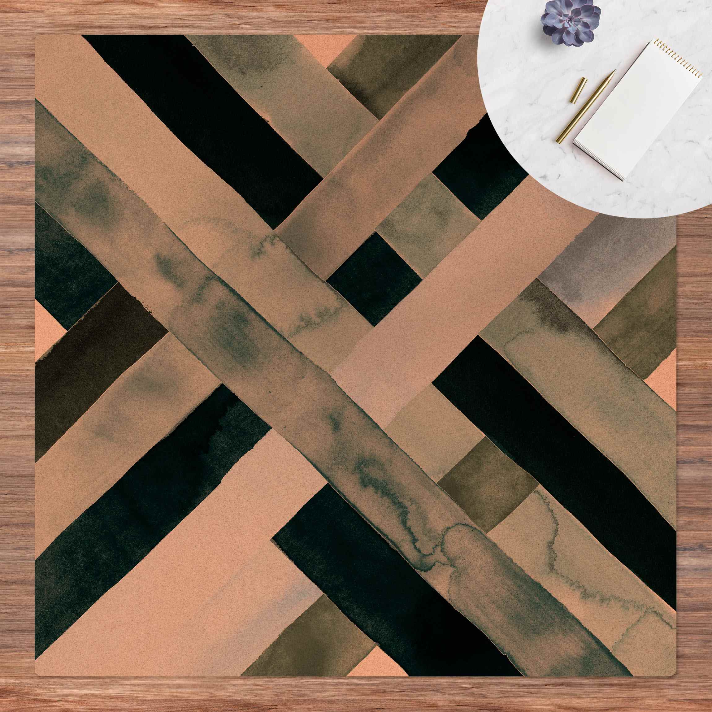 Kork-Teppich Aquarellgeflecht